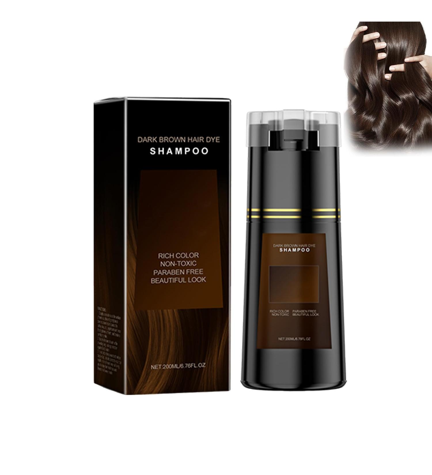  Grgowe Natural Hair Dye Shampoo Instant Hair Dye Shampoo Colors Hair in Minutes Long-lasting Colour Nourishing and Shine Suitable for All Hair Types Brown-200 ml - Buy Online on GoSupps.com