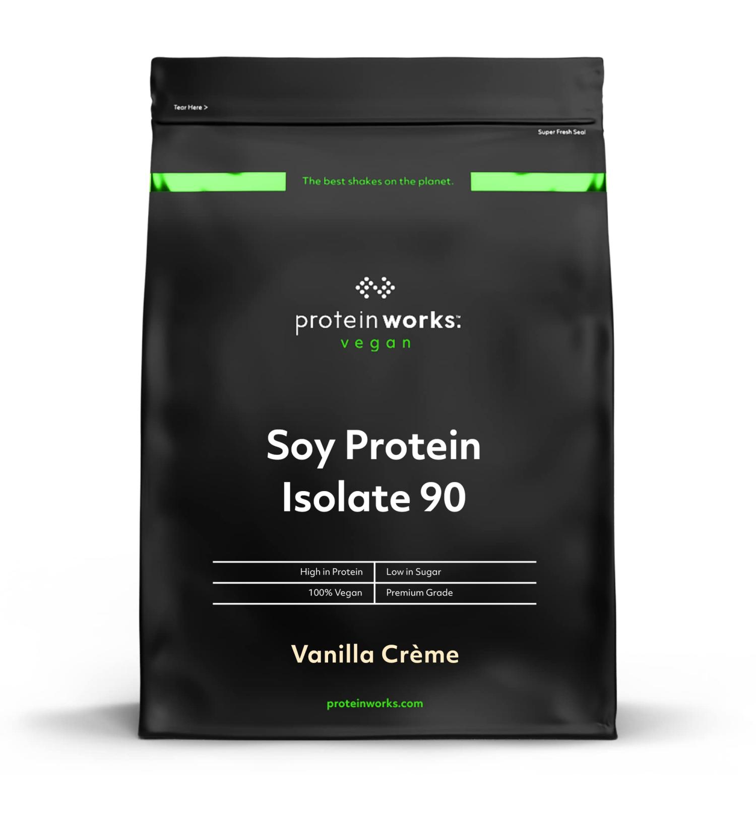 The Protein Works Soy Protein 90 Isolate Powder | 100% Plant-Based | Low Fat, No Added Sugar | Gluten-Free | Vanilla Cr me Flavor | 1kg - Buy Online on GoSupps.com