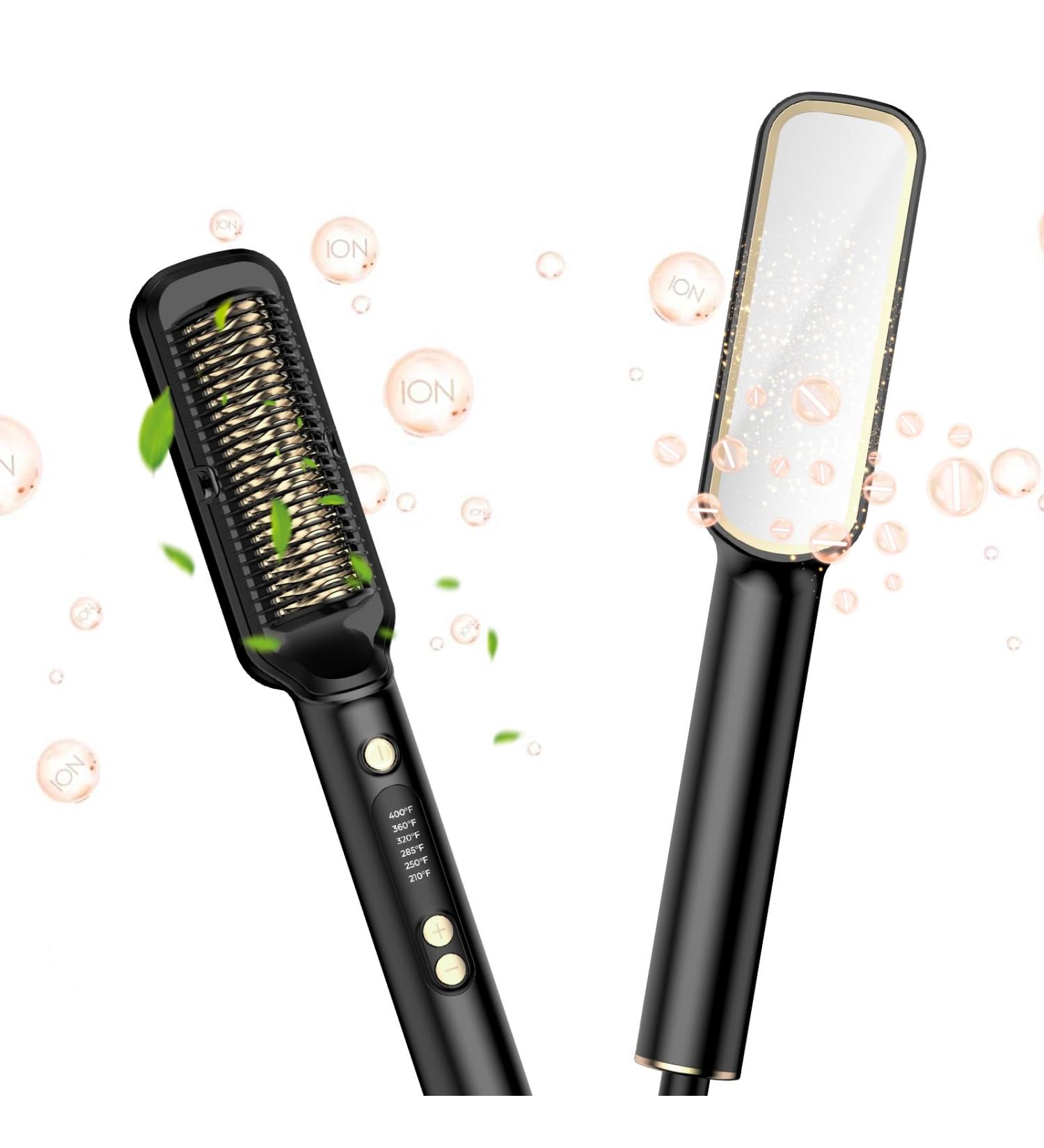 Hair Straightener Brush - Ceramic Coated Fast Heating 20s 6 Temp Settings 210-400F Dual Voltage Travel Comb - Buy Online on GoSupps.com