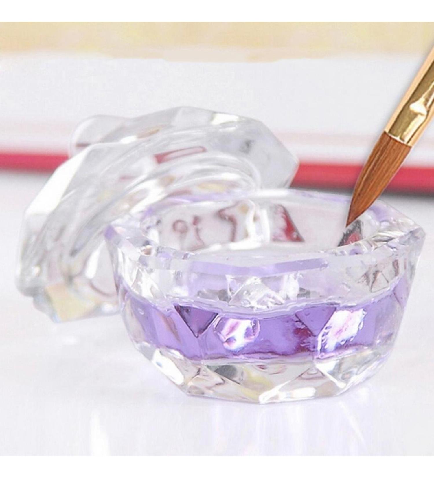 Nail Art Clear Dappen Shell with Lid - Crystal Glass Nail Bowl for Acrylic Liquid & Powder | Manicure Pedicure Kits - Buy Online on GoSupps.com