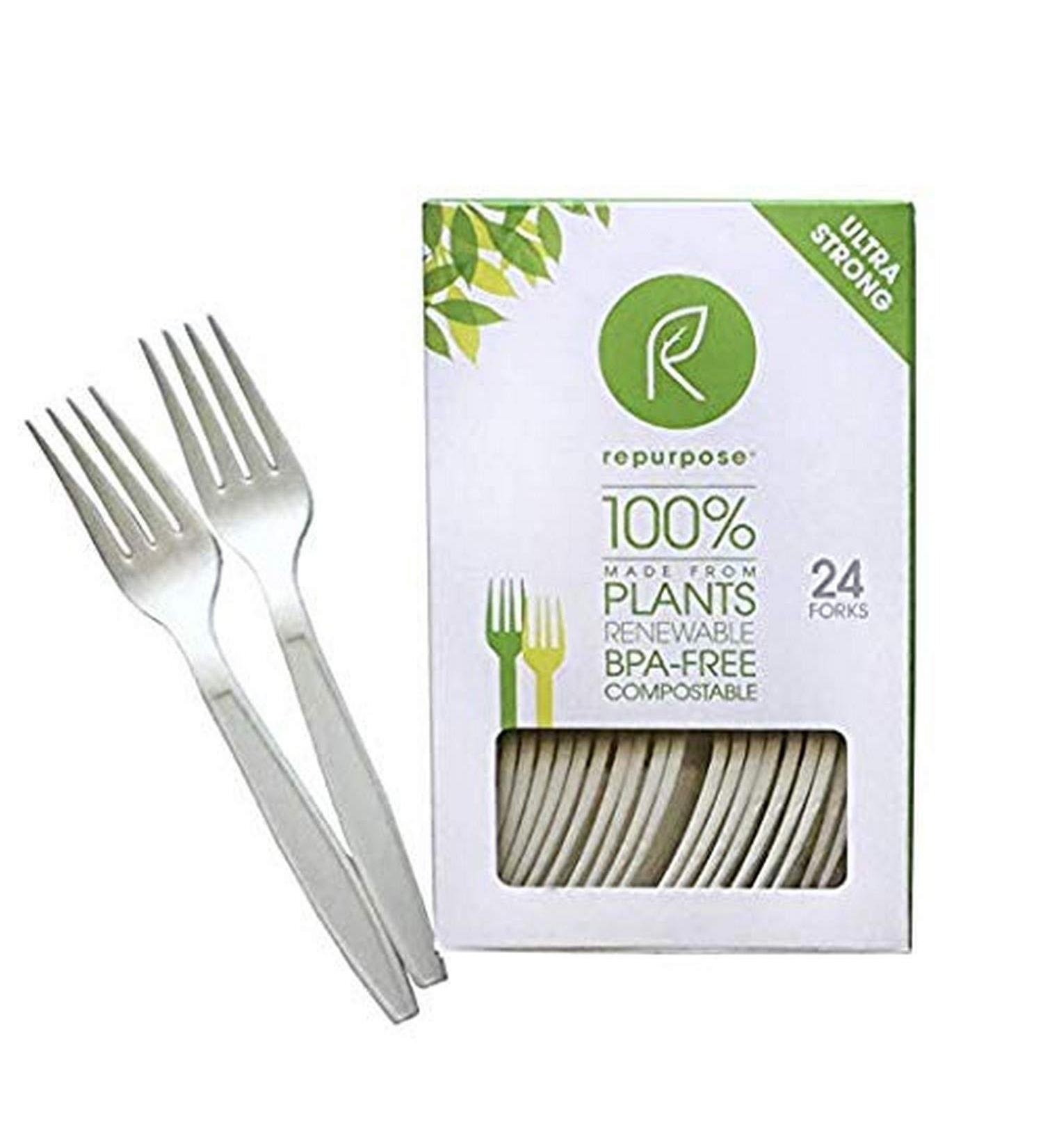 Repurpose Ultra Strong Compostable Forks - 24 Count Eco-Friendly Cutlery - Buy Online on GoSupps.com