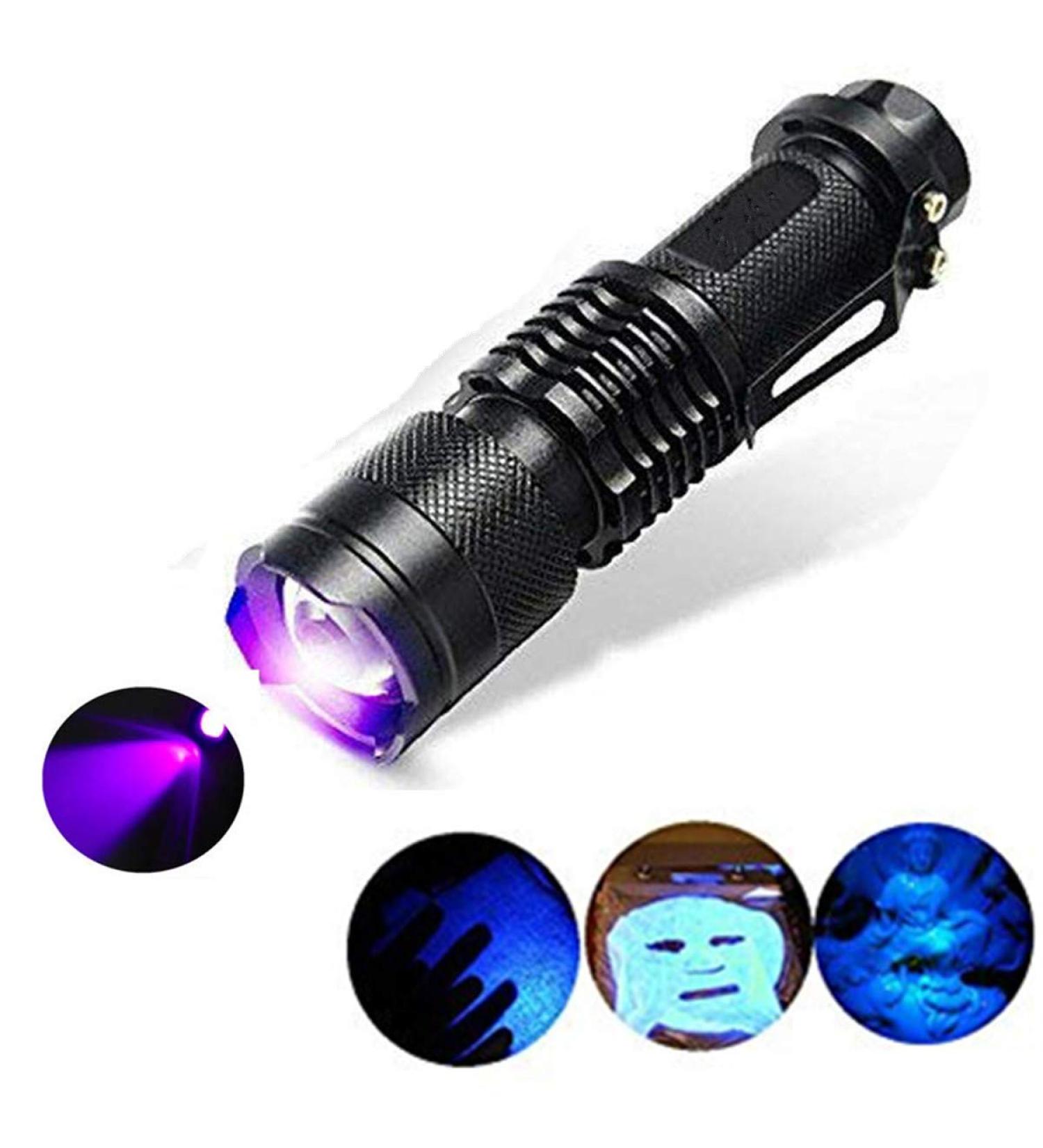 UV Flashlight Torch One Mode 300LM Zoomable 396nm UV-Ultraviolet LED Blacklight for Detecting Pet Dog Stains Checking Passport Money Cosmetic and More - Buy Online on GoSupps.com