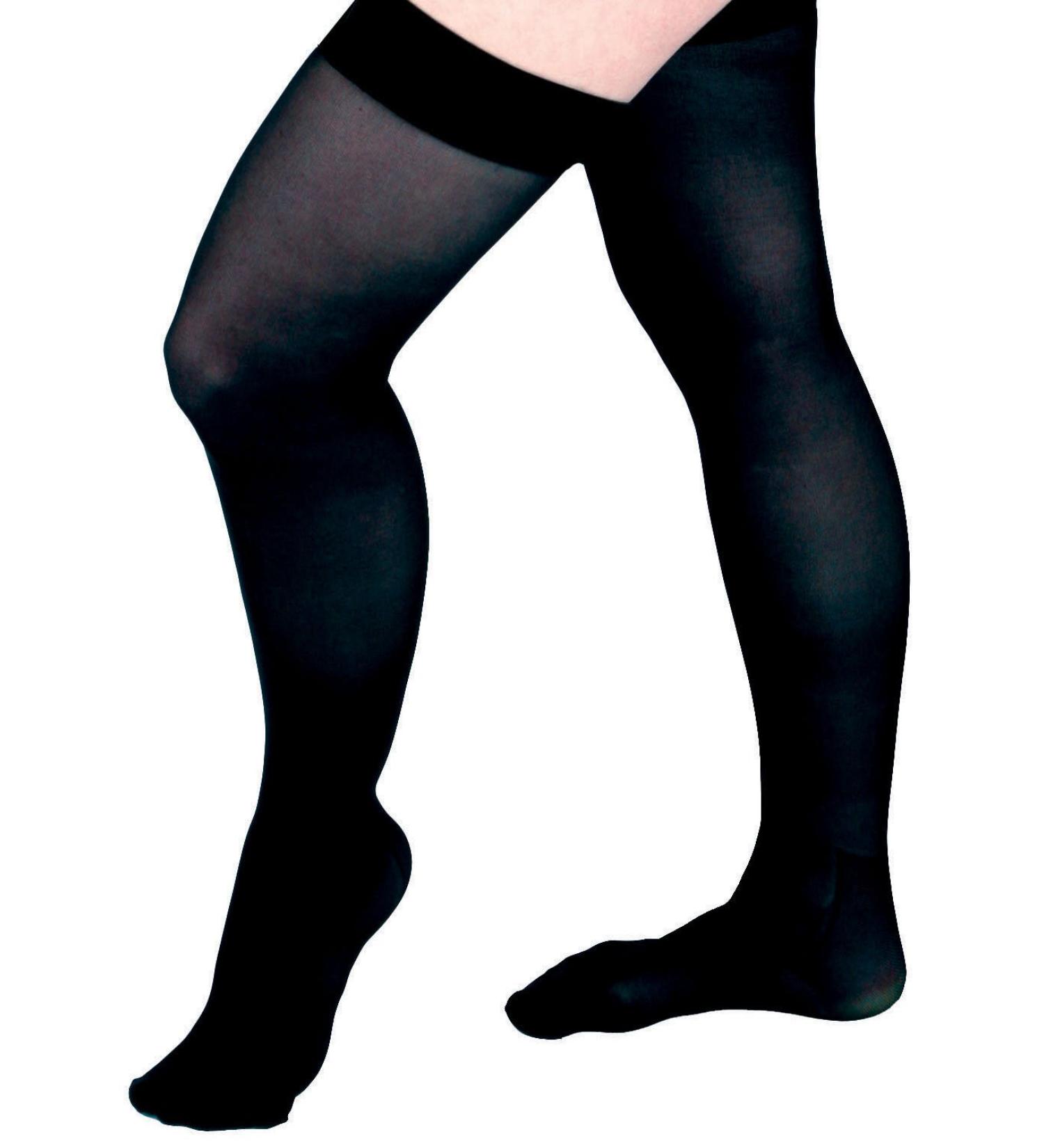 CURAD Thigh-High Compression Hosiery 15-20 mmHg Black Size D (XL) Ideal for Varicose Veins & Edema Relief