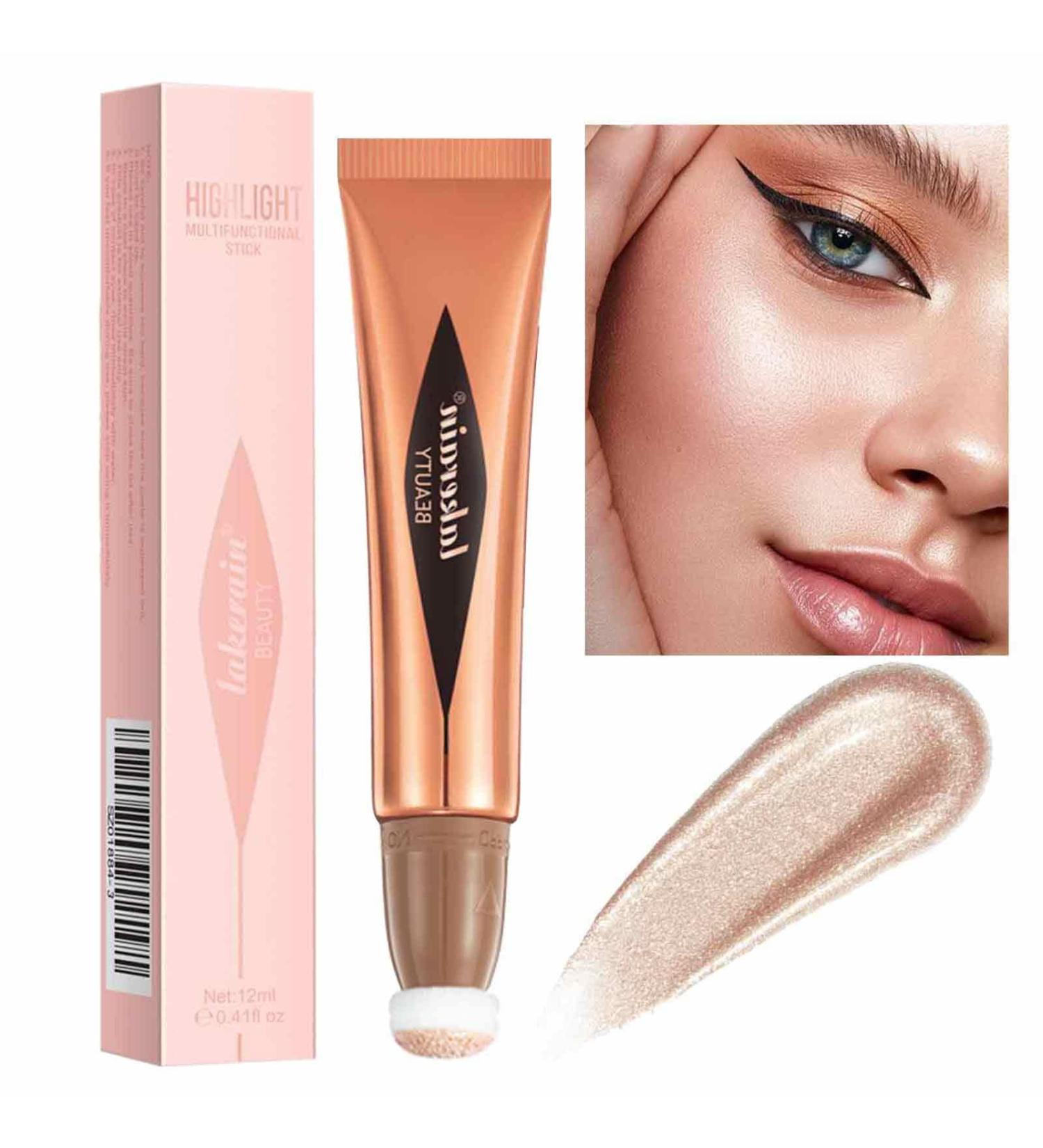 Highlighter Stick 3 in 1 Creamy Highlighter | Lightweight Contouring Pen Blush Highlighter Makeup Breathable Feel Transparent Color Natural Look Purble - Buy Online on GoSupps.com