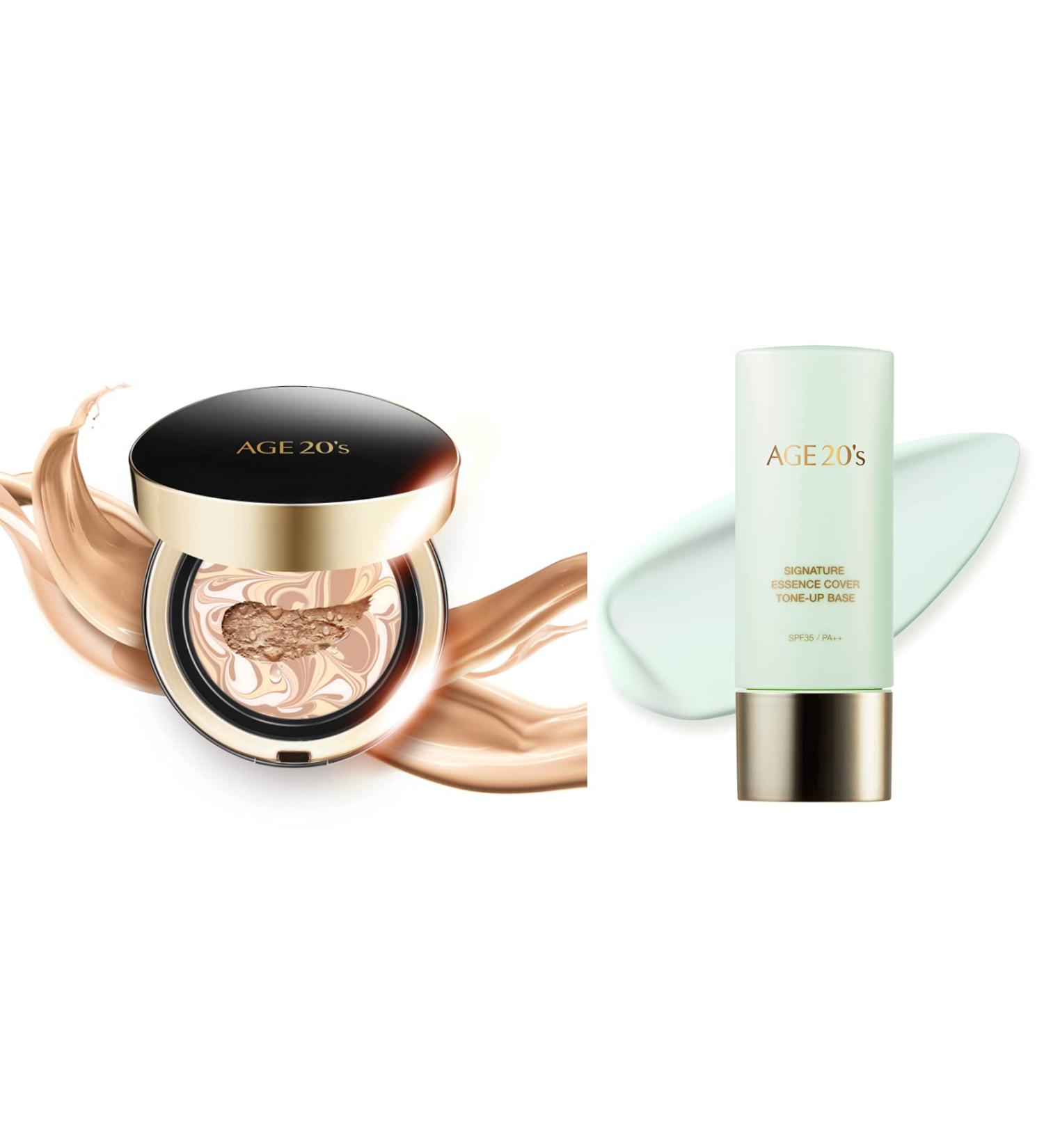 AGE 20's Signature Foundation Cushion Pact #21 Light Beige + Green Tone Up Base - Buy Online on GoSupps.com