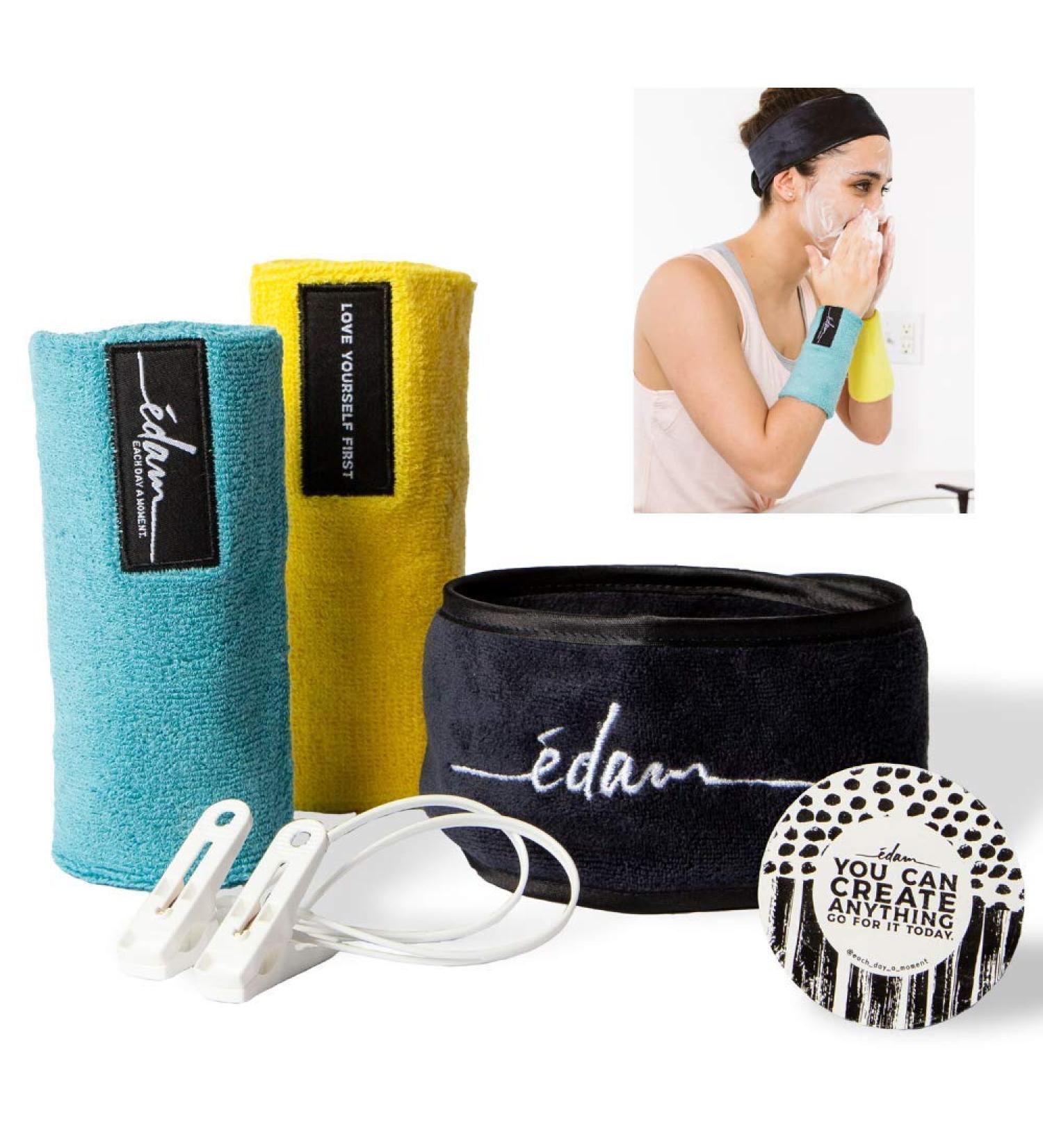 Edam Face Washing Kit - Premium 6 pc Set: Headband, Wristband for Face Washing - Adjustable Reusable Facial Spa Set - Women's Skincare/ Beauty Gift - Buy Online on GoSupps.com
