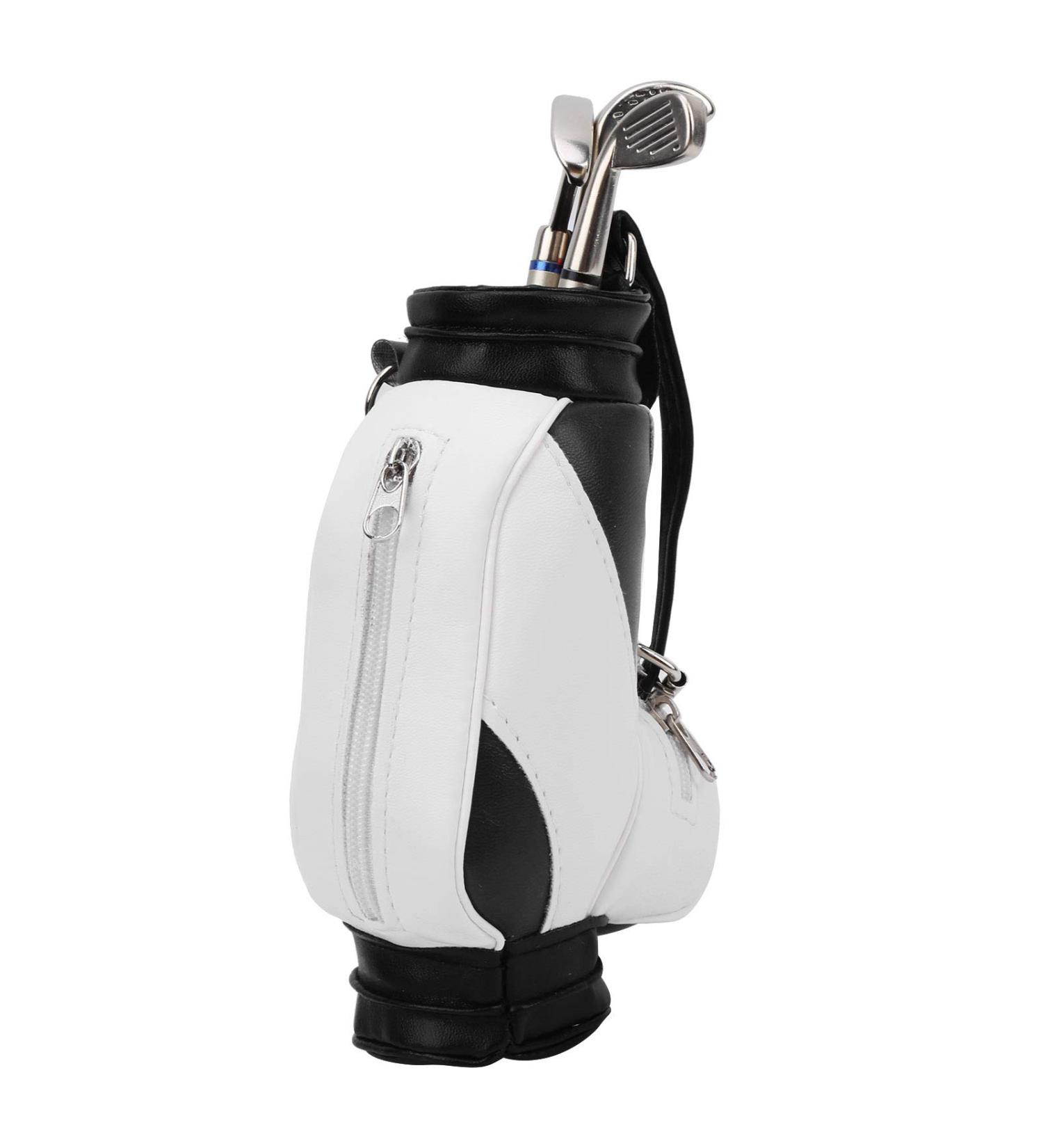 Keenso Mini Golf Ballpoint Scalery - Stylish Desk Decoration & Golf Gifts for Golfers | Unique Pen Holder with Golf Club & Clock (Black & White) - Buy Online on GoSupps.com