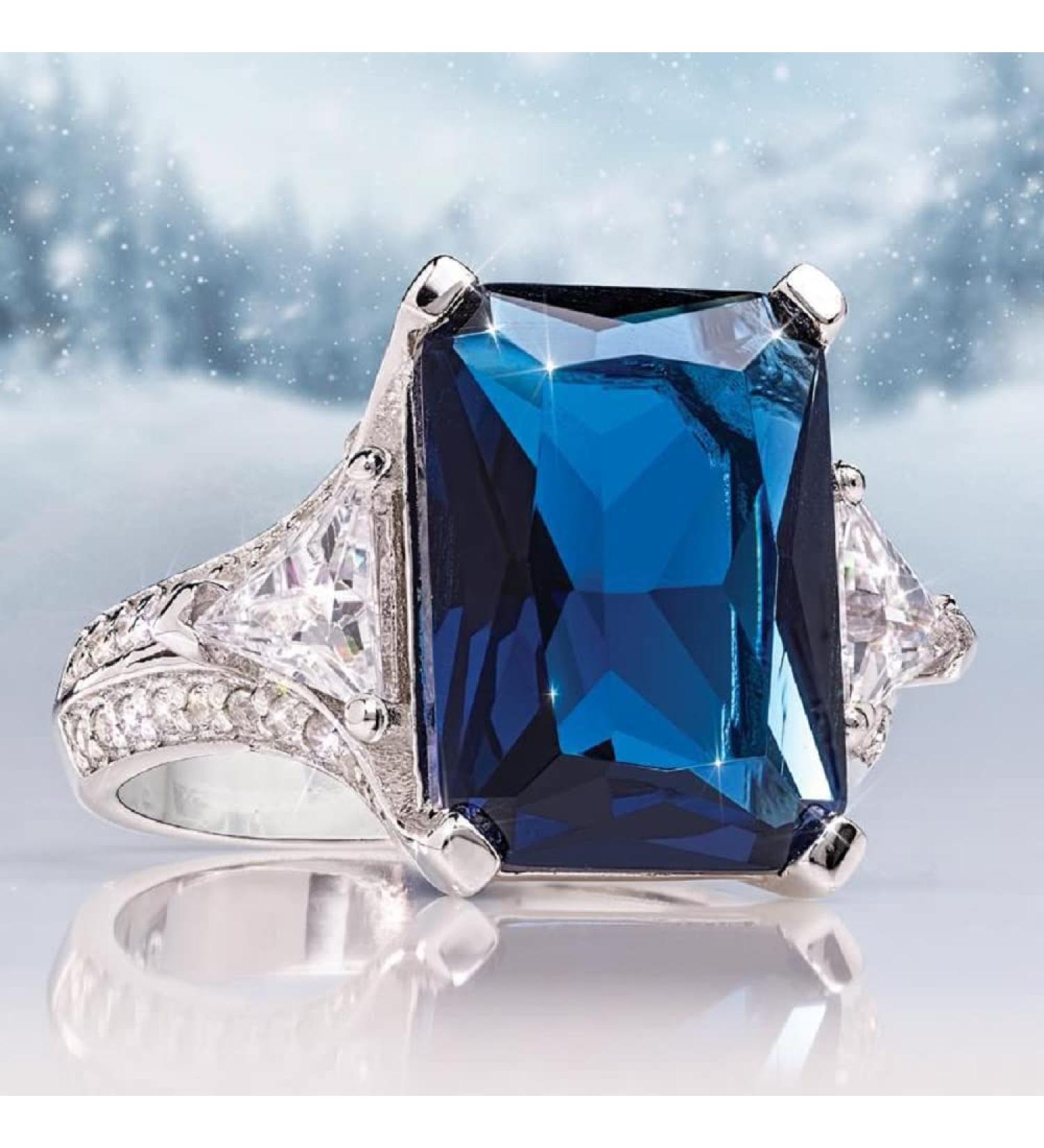 925 Sterling Silver Micro Set Sapphire Diamond Ring - Size 9 - Buy Online on GoSupps.com