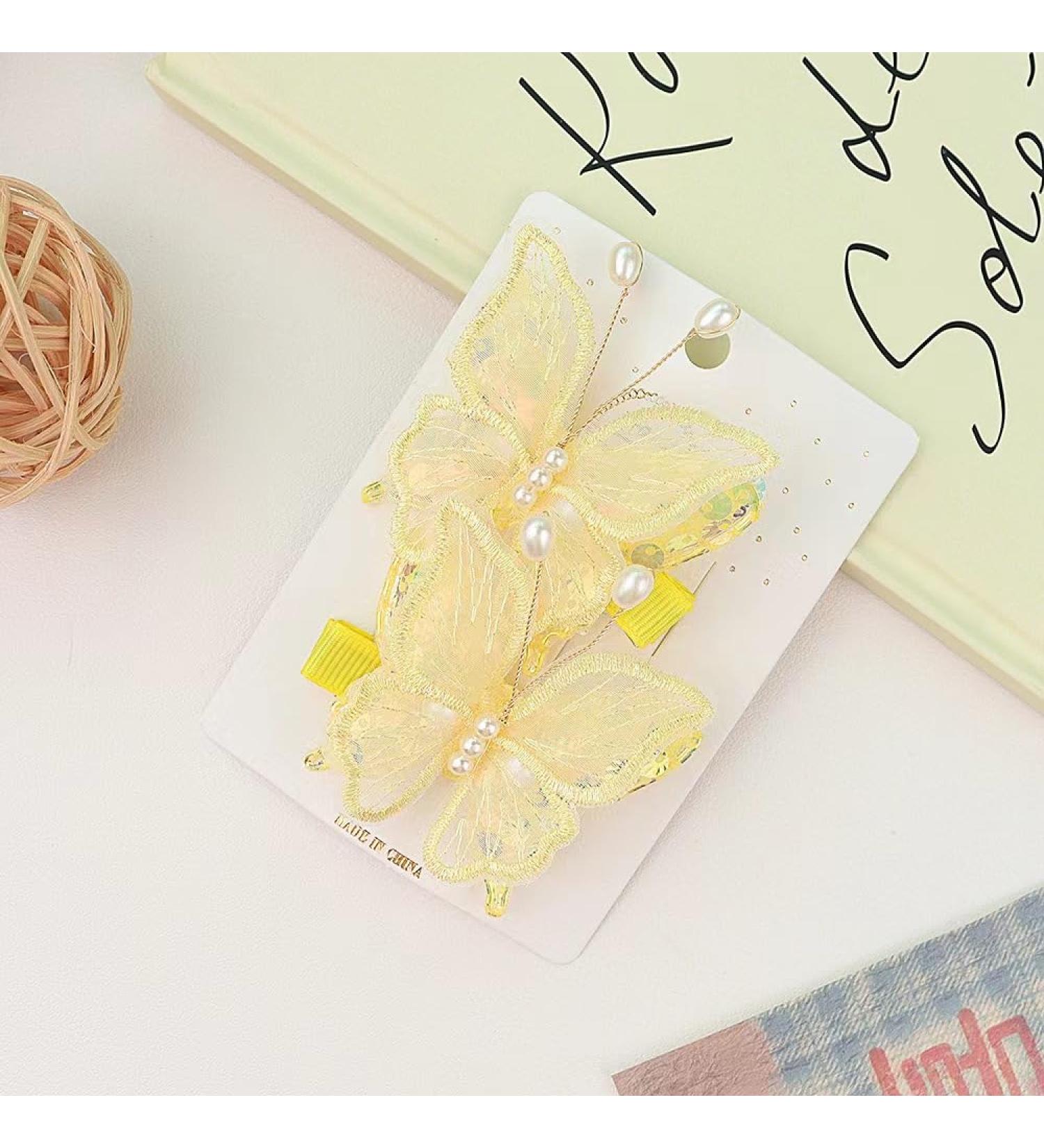 Girls Hair Clips Cute Butterfly Hair Clips Non-Slip Girls Hair Accessories Kids Barrettes for Birthday Christmas Children's Day Gift (Yellow) - Buy Online on GoSupps.com