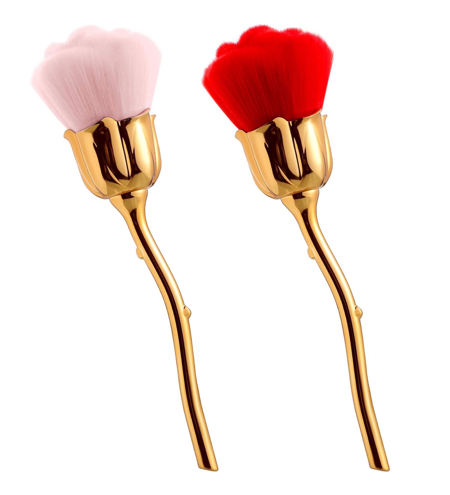 Rose Flower Makeup Brush Set - 2 Pieces for Face & Nail Art - Tessco Extra Large Blush & Powder Brushes - Ideal for Daily Makeup - Buy Online on GoSupps.com