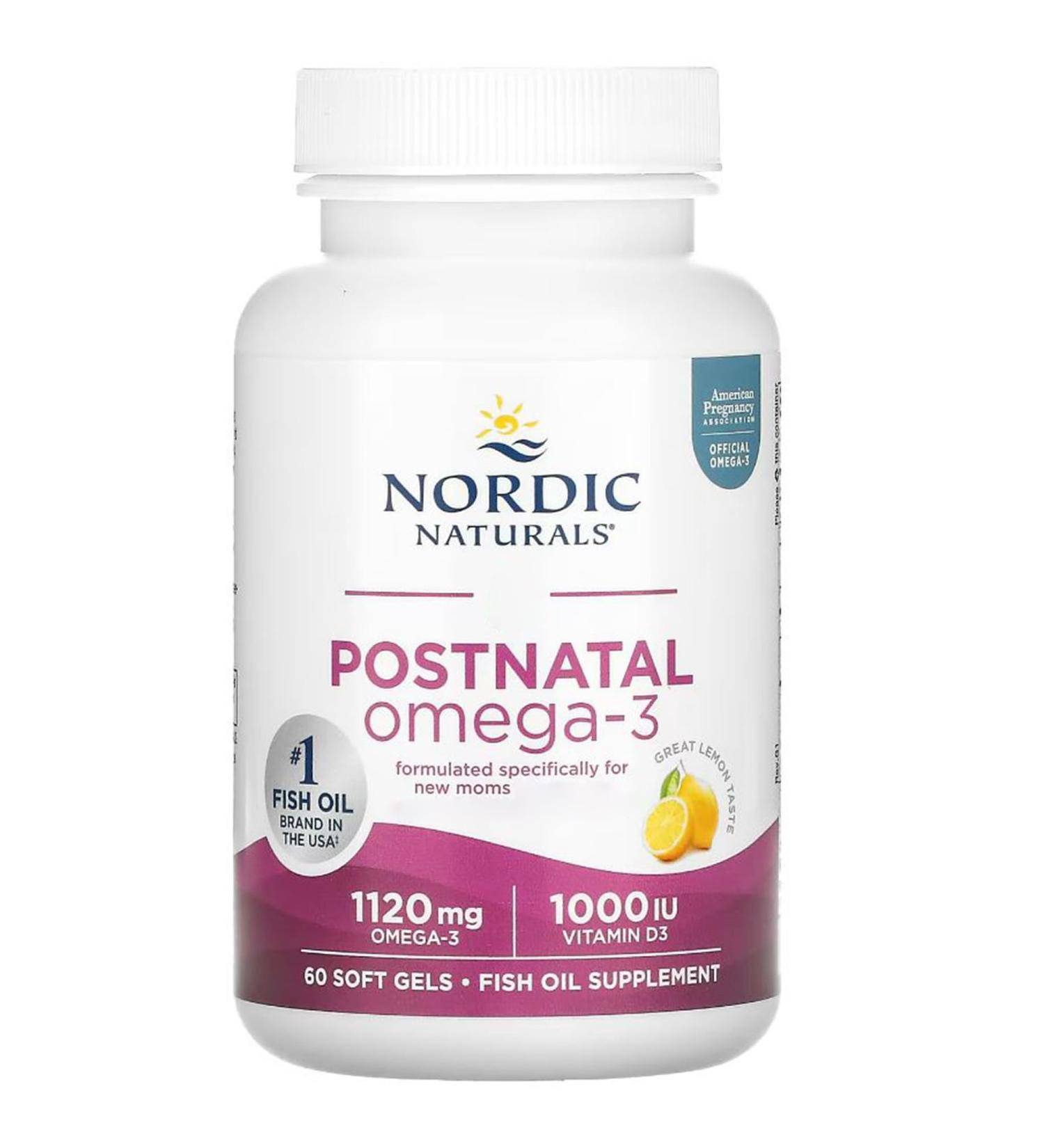 Nordic Naturals Postnatal DHA Omega-3 1120mg with EPA DHA and Vitamin D3 High Dosed Lemon Taste 60 Soft Capsules Lab Tested Soy Free Gluten Free Non-GMO - Buy Online on GoSupps.com