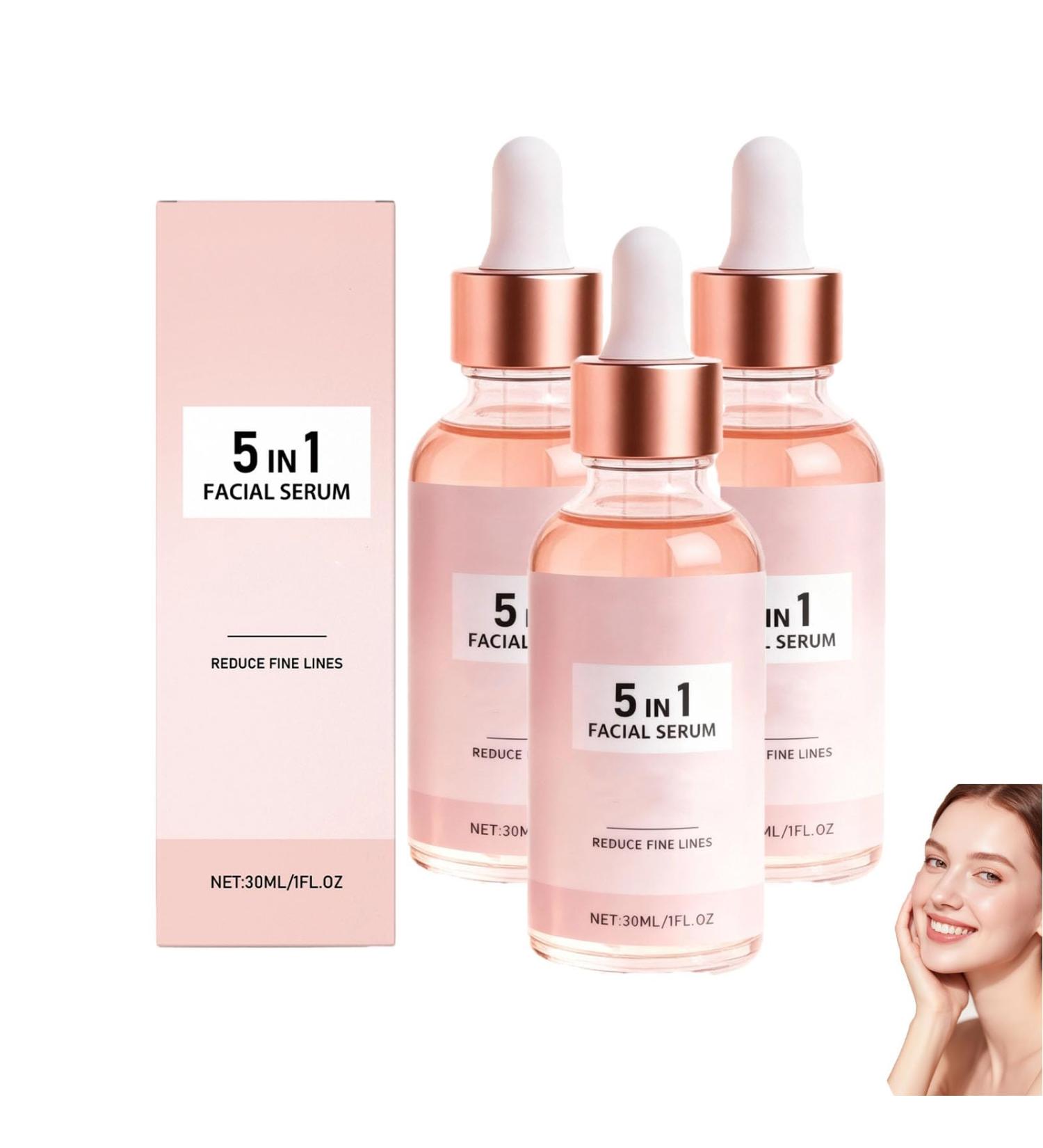  yxcully 5-in-1 Vitamin C Face Serum - 5-in-1 illuminating anti-aging face serum nourishing and hydrating reduces fine lines improves skin elasticity and evens skin tone (3 pcs) - Buy Online on GoSupps.com