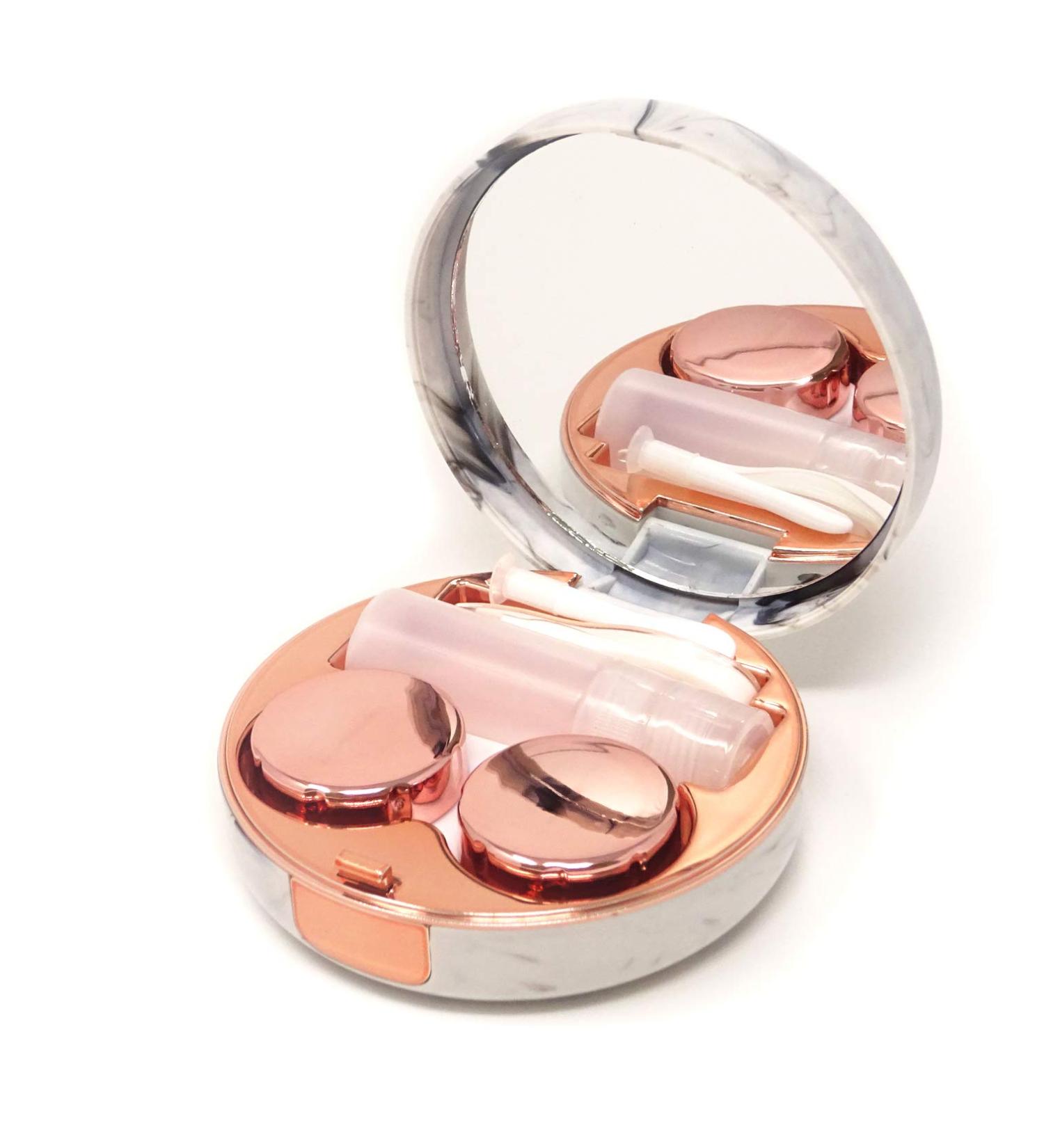 Honbay Marble Contact Lens Case with Mirror - Round (Rose Gold) - Buy Online on GoSupps.com