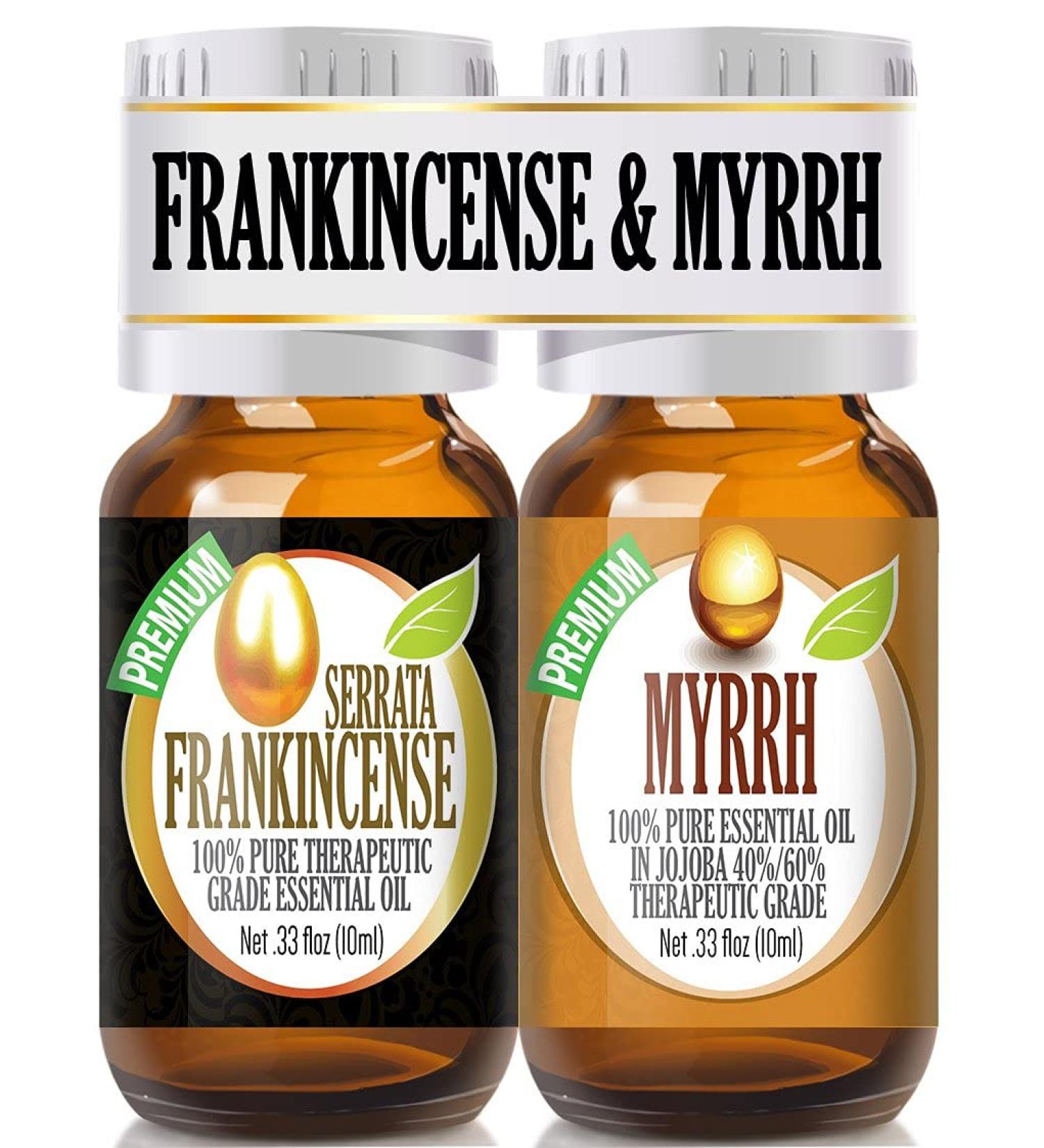 Healing Solutions Frankincense & Myrrh Essential Oil Combo Pack | Therapeutic Grade Organic 10ml - Buy Now for International Shipping - Buy Online on GoSupps.com