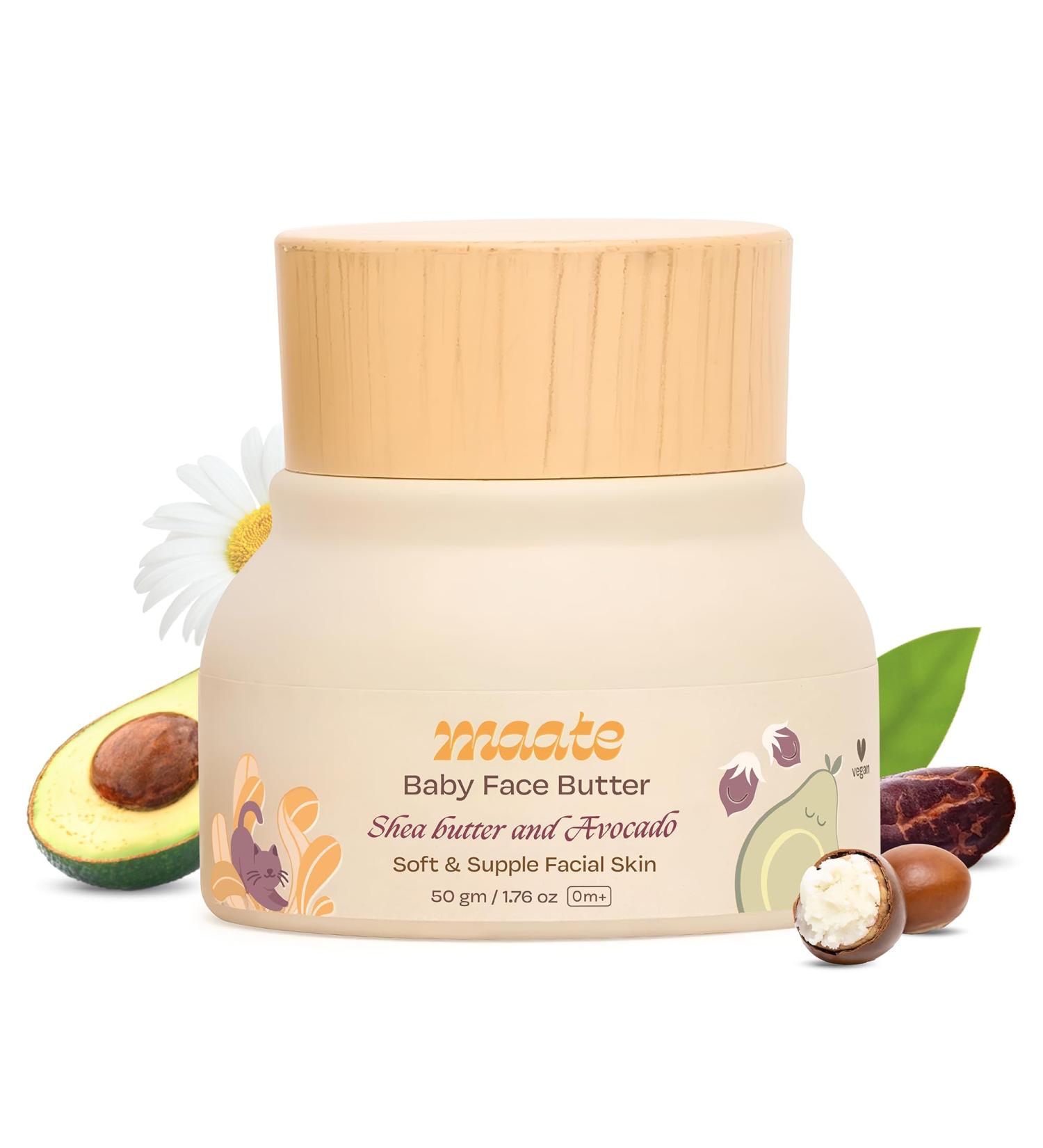 MAATE Baby Face Butter 50 gm - Enriched with Shea & Avocado | Nourishing Baby Cream for Kids 0-12 Years | Quick Absorbing & Lightweight Face Care - Buy Online on GoSupps.com