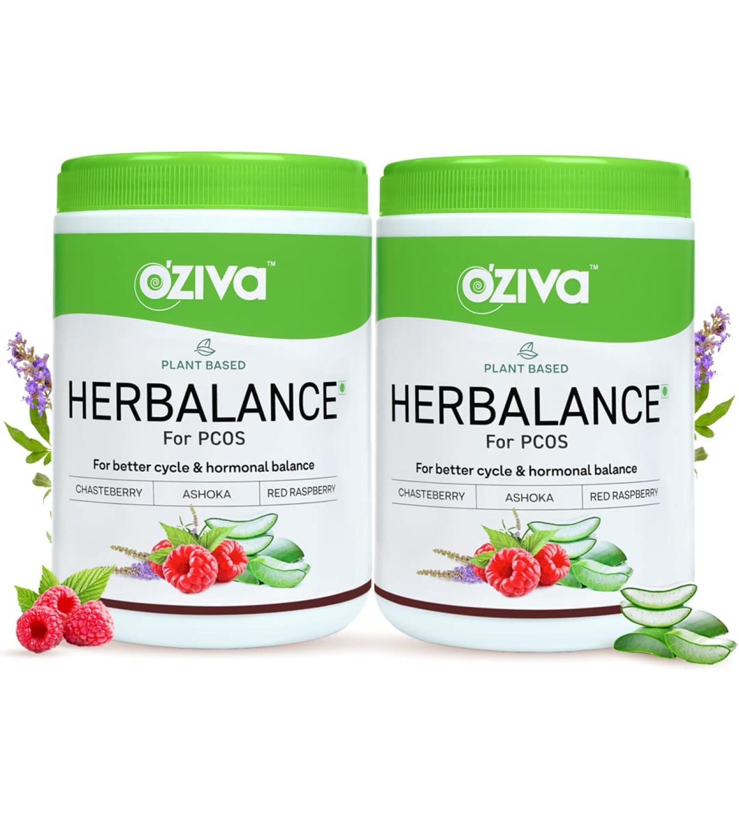 OZiva HerBalance for PCOS (Chasteberry Shatavari Red Raspberry Ashoka) - Hormonal Balance 250g (Pack of 1) - Buy Online on GoSupps.com