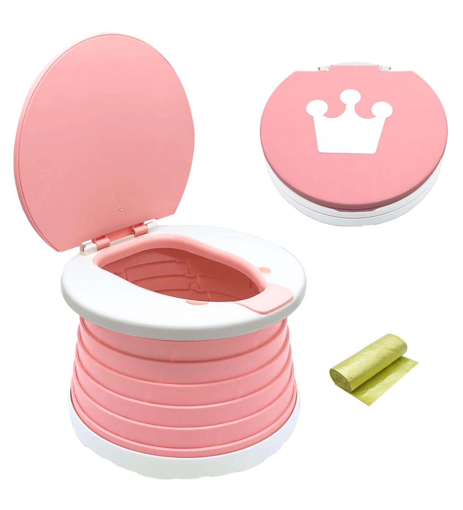Foldable Toddler Travel Potty Seat - Portable Training Toilet for Kids, Camping & Indoor Use - Pink - Buy Online on GoSupps.com