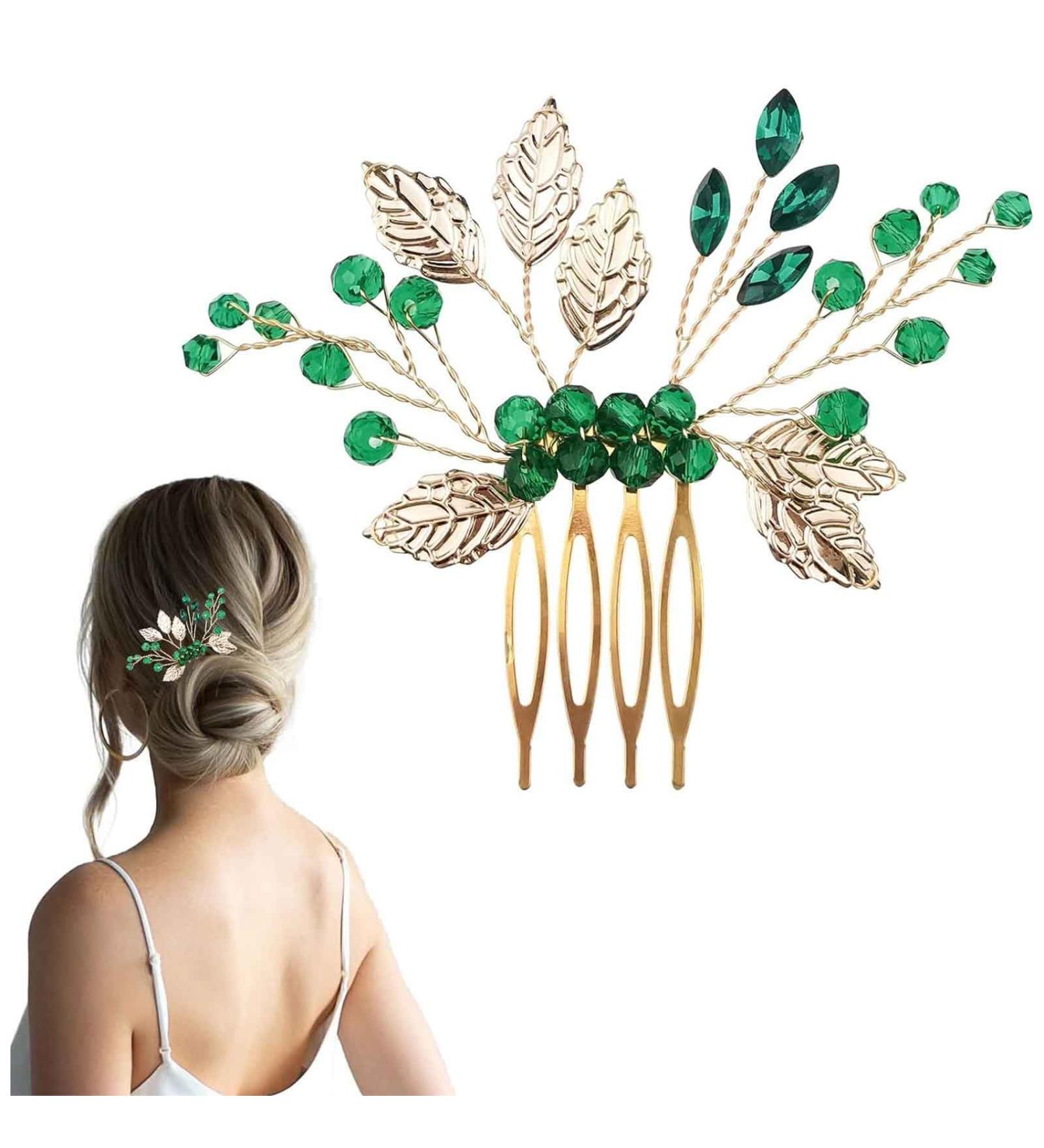 Black Rhinestone Bridal Hair Comb Vintage Onyx Teardrop Small Headpiece Crystal Decorative Wedding Hair Combs Bridal Side Combs Accessories for Women - Buy Online on GoSupps.com