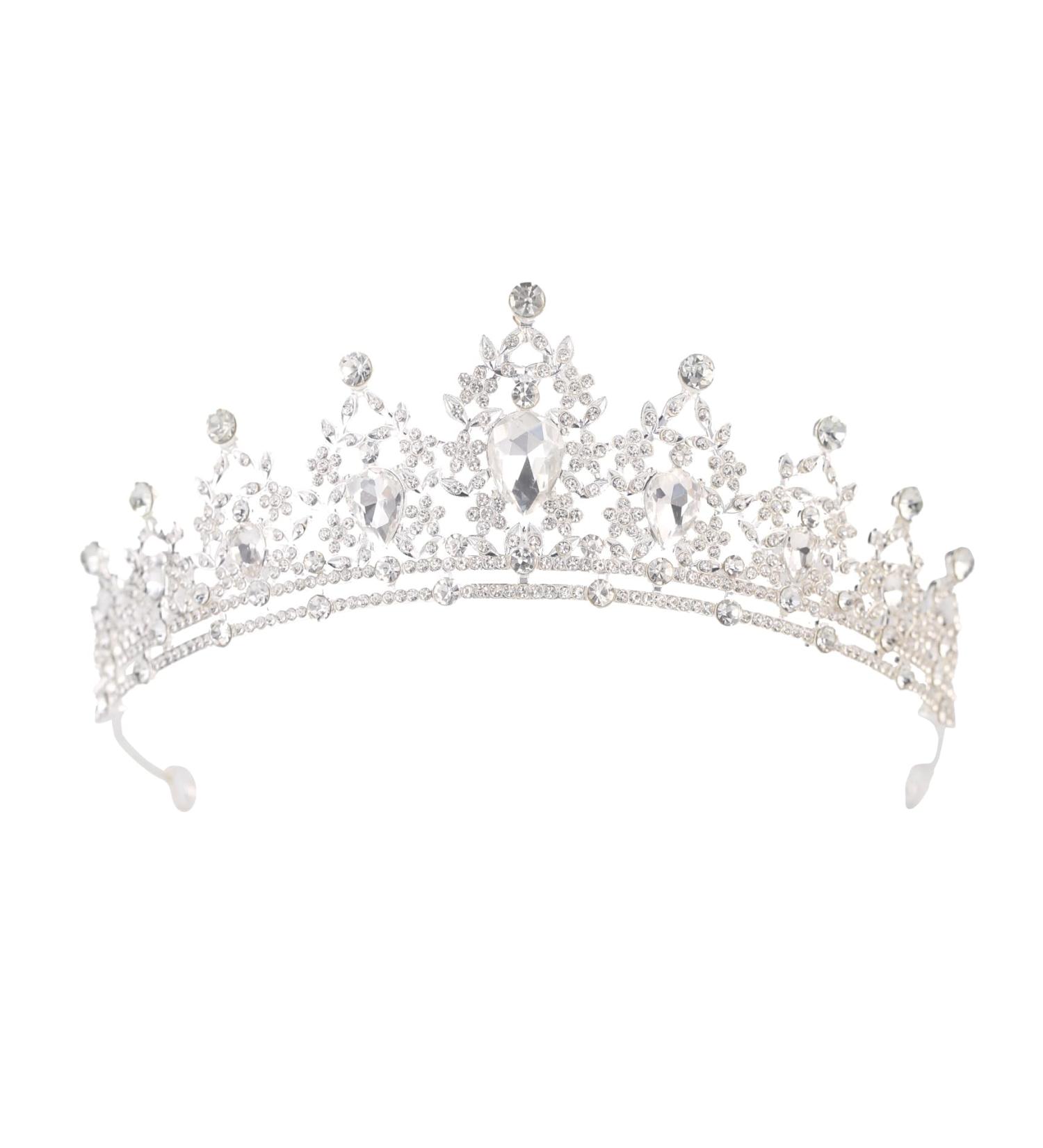 Crystal Crown and Tiara For Women - Rhinestone Headband For Princess Girls Bridal Hair Accessories For Weddings Birthday Silver - Buy Online on GoSupps.com