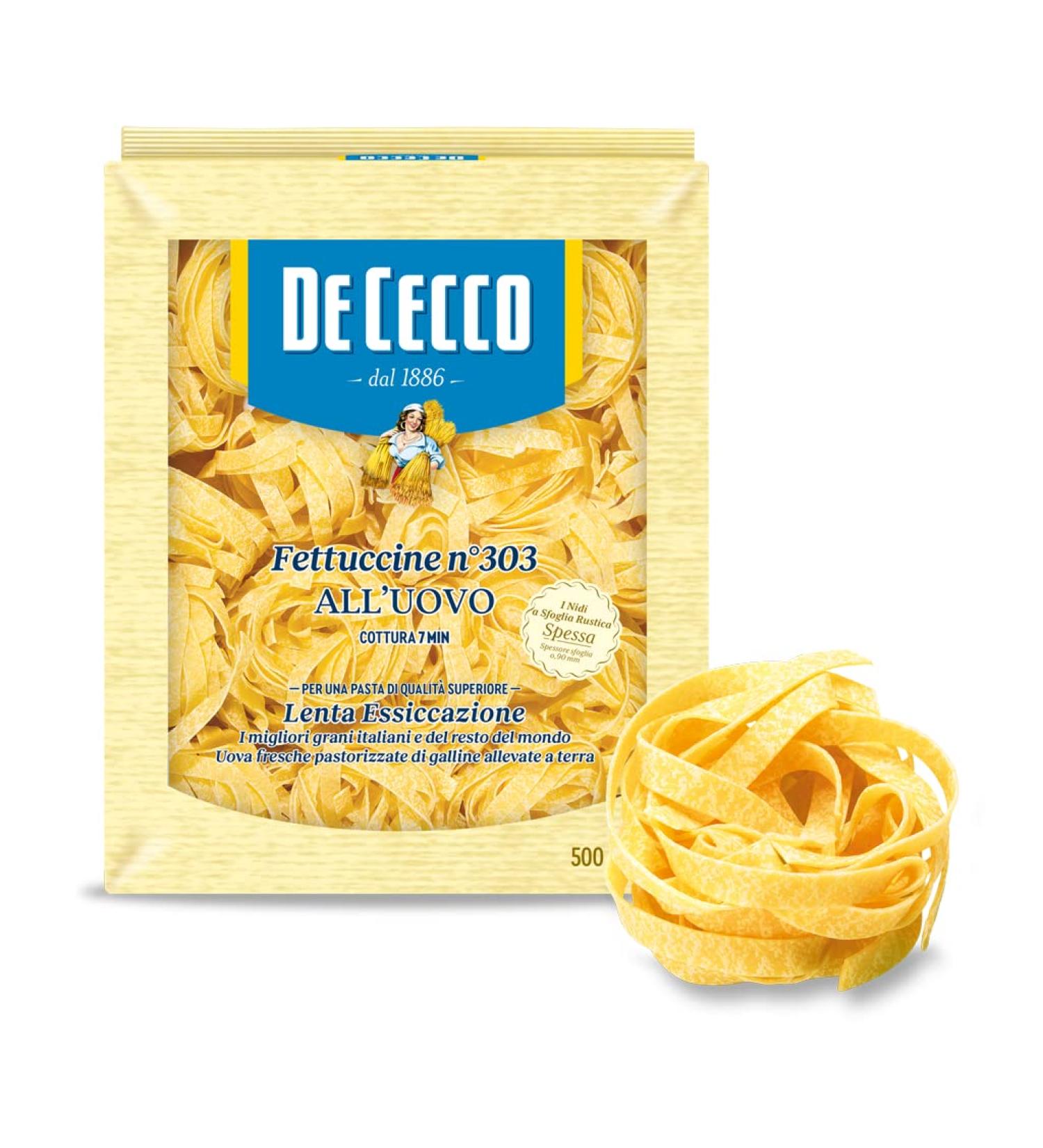 De Cecco Fettuccine Egg Pasta n. 303 (500g) - Premium Italian Pasta - Buy Online on GoSupps.com