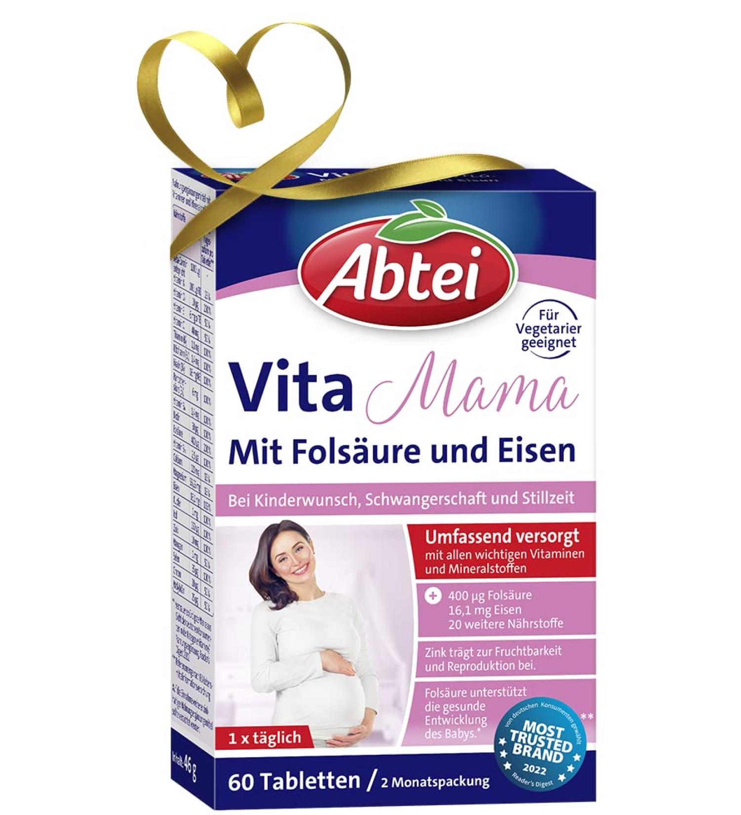 Abbey Vita Mama - Dietary Supplements for Conception Pregnancy & Breastfeeding | Essential Vitamins & Minerals | Vegetarian | 60 Tablets - Buy Online on GoSupps.com