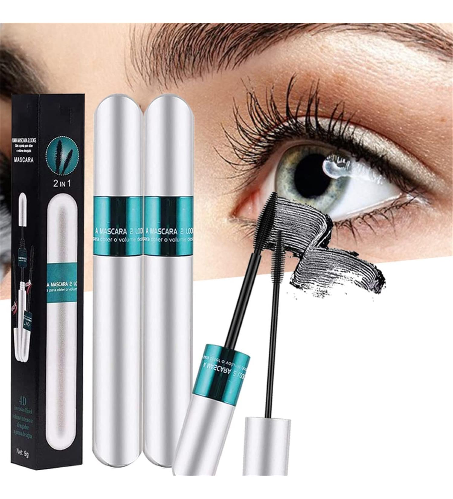 4d Silk Fiber Lash Mascara 2 in 1 Mascara for Natural Lengthening and Thickening Effect Extension Fiber Waterproof Mascara Volume Fast Dry Thick (2pcs) - Buy Online on GoSupps.com
