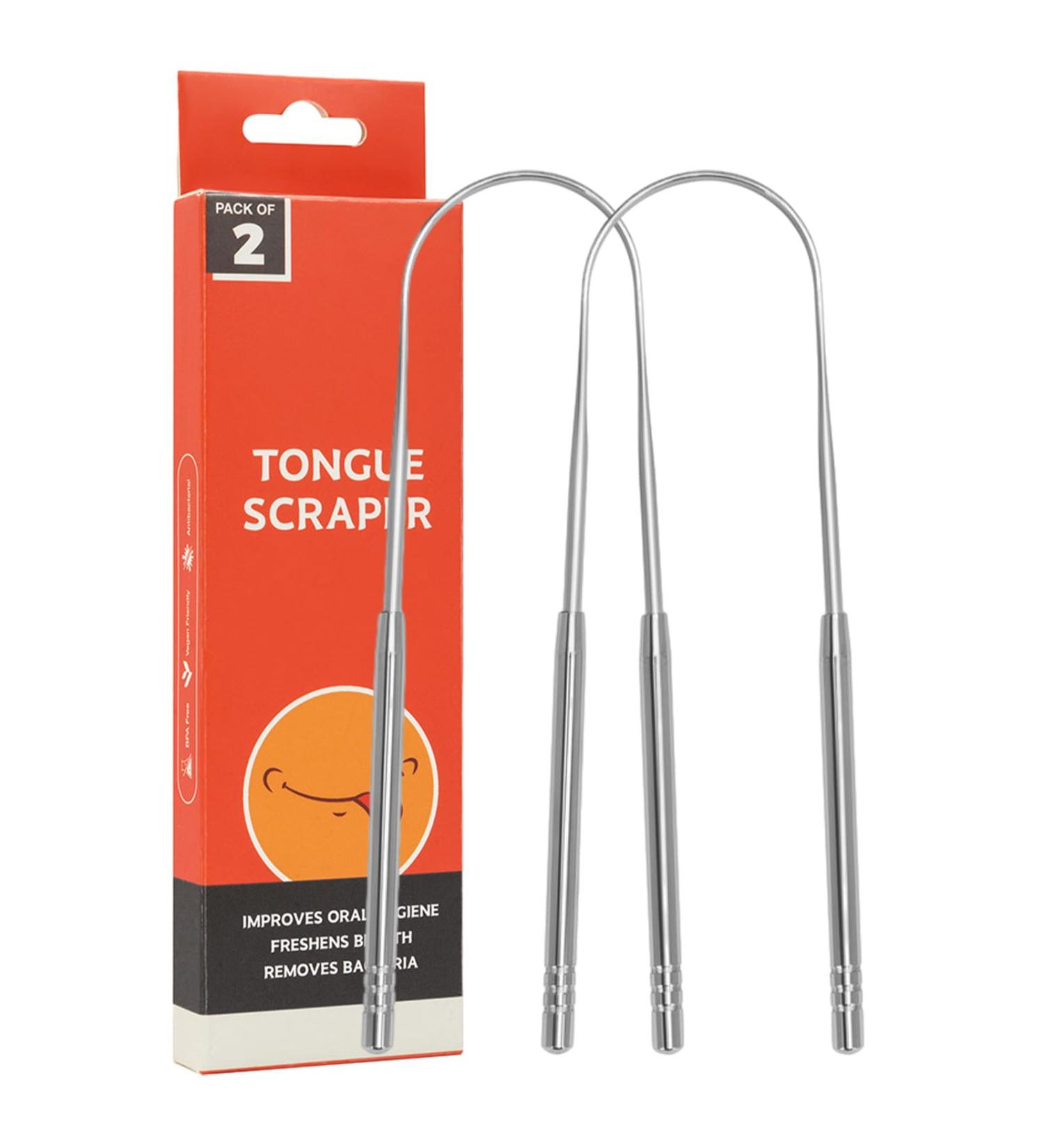 Buy Stainless Steel Tongue Scraper for Adults - Effective Tongue Cleaner to Reduce Bad Breath | ibuloule - Buy Online on GoSupps.com
