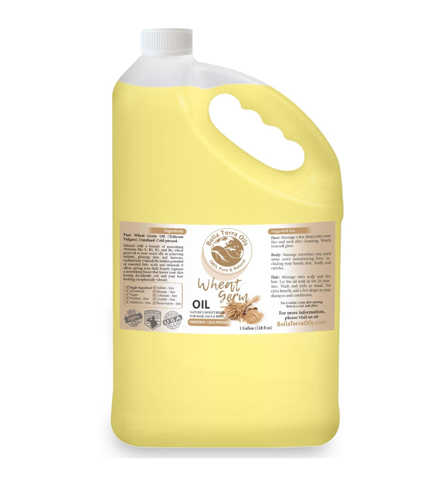 Buy Bella Terra Oils Pure Wheat Germ Oil - High Vitamin E Nutrient-Rich Hair & Skin Radiance | 1 Gallon (Pack of 10 - Buy Online on GoSupps.com