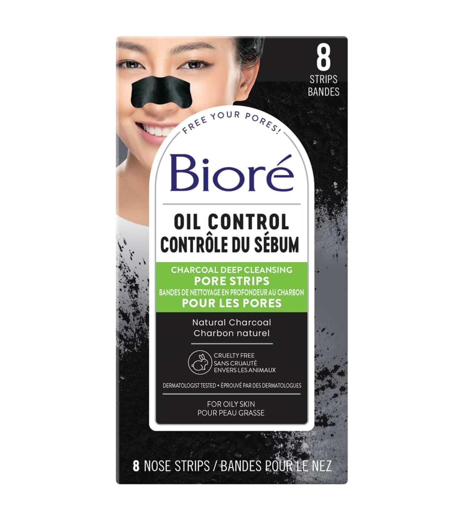 Bior Deep Cleansing Charcoal Pore Strips for Instant Pore Unclogging and Blackhead Removal (8 Count) Charcoal 8 count (Pack of 1) - Buy Online on GoSupps.com