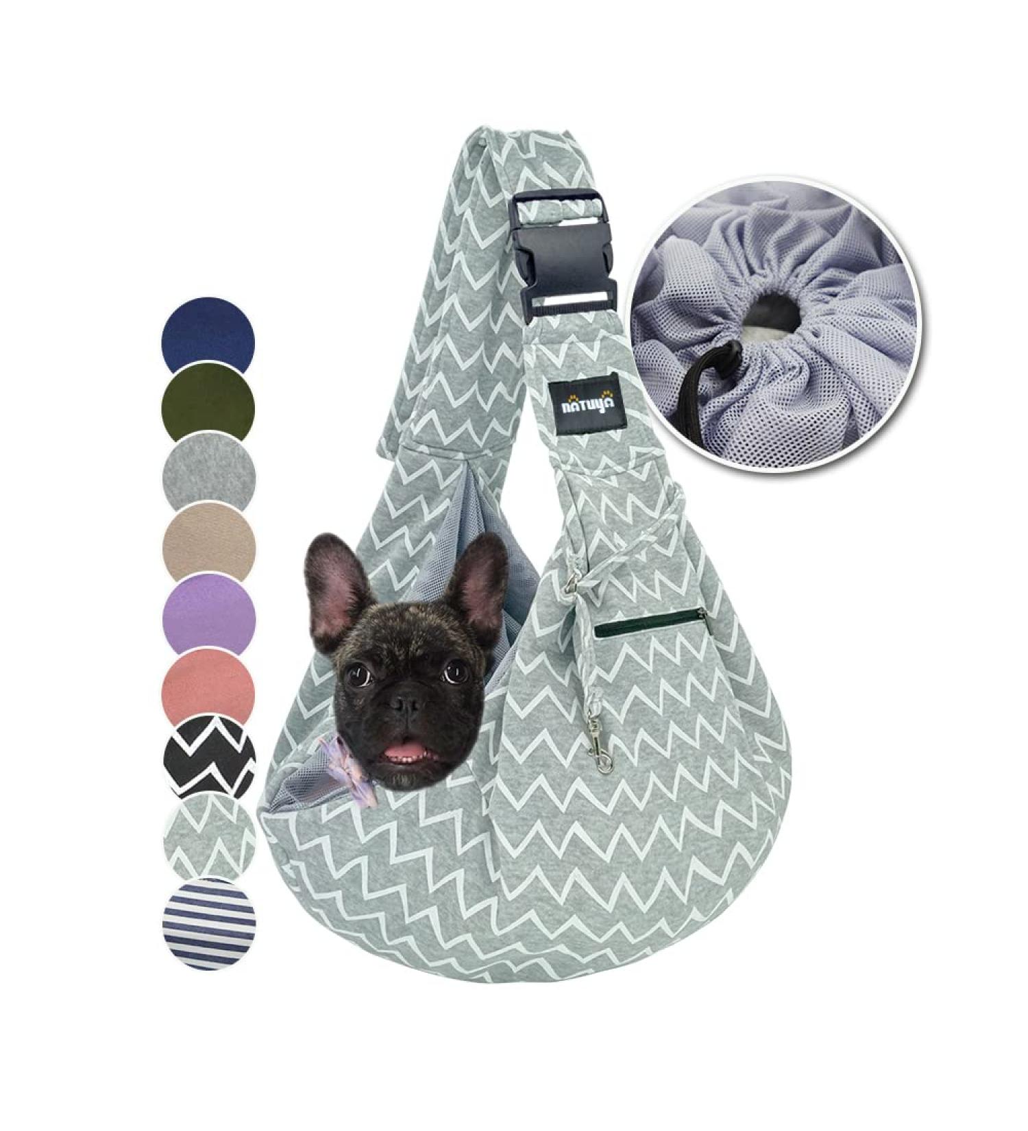 Dog Carrier Bag - Natuya Hands-Free Pet Bag for Dogs & Cats (Gray Waves) | Ideal for 5-15 lbs Pets - International Shipping Available - Buy Online on GoSupps.com