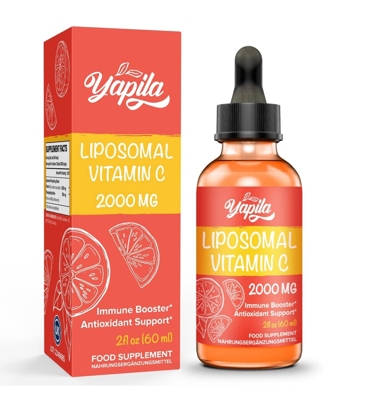 Liposomal Vitamin C 2000mg Liquid Supplement - High Strength for Maximum Absorption - Vegan, Non-GMO, Gluten-Free - 60ml (Pack of 1) - Buy Online on GoSupps.com