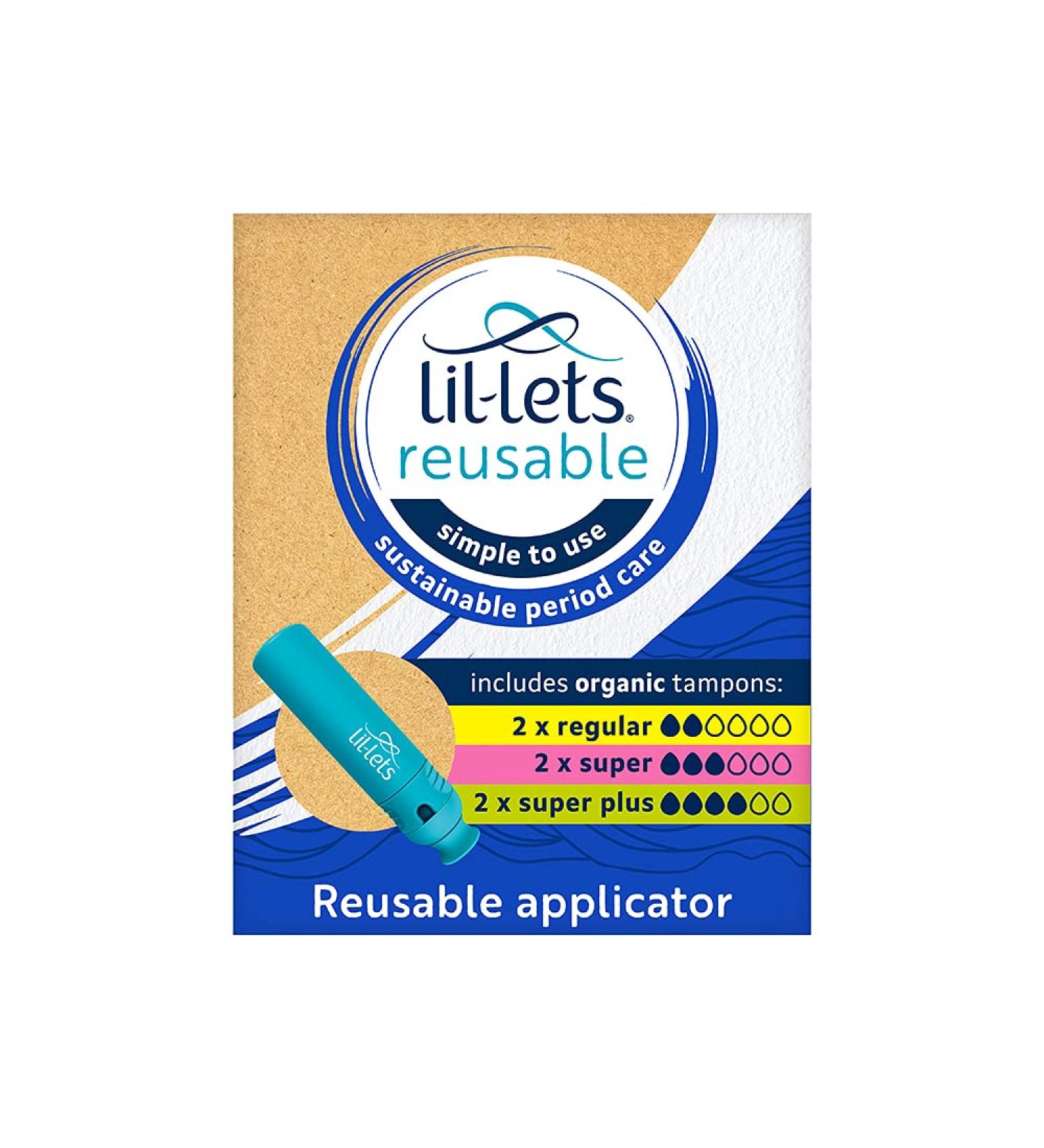 Lil-Lets Reusable Tampon Applicator Kit with x6 Organic Cotton Tampons | Sustainable Period Care - Buy Online on GoSupps.com