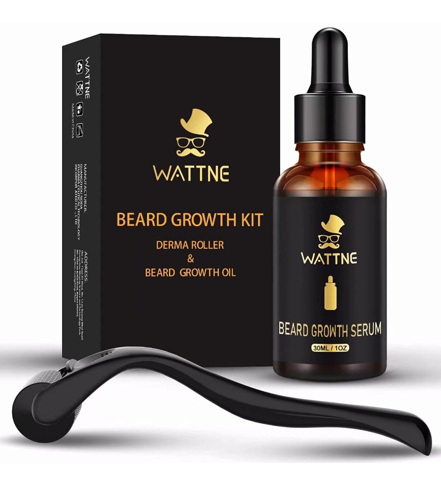 Beard Growth Kit: Derma Roller & 100% Natural Beard Oil Serum - Stimulate Beard, Mustache, and Hair Regrowth - Gifts for Men - Buy Online on GoSupps.com