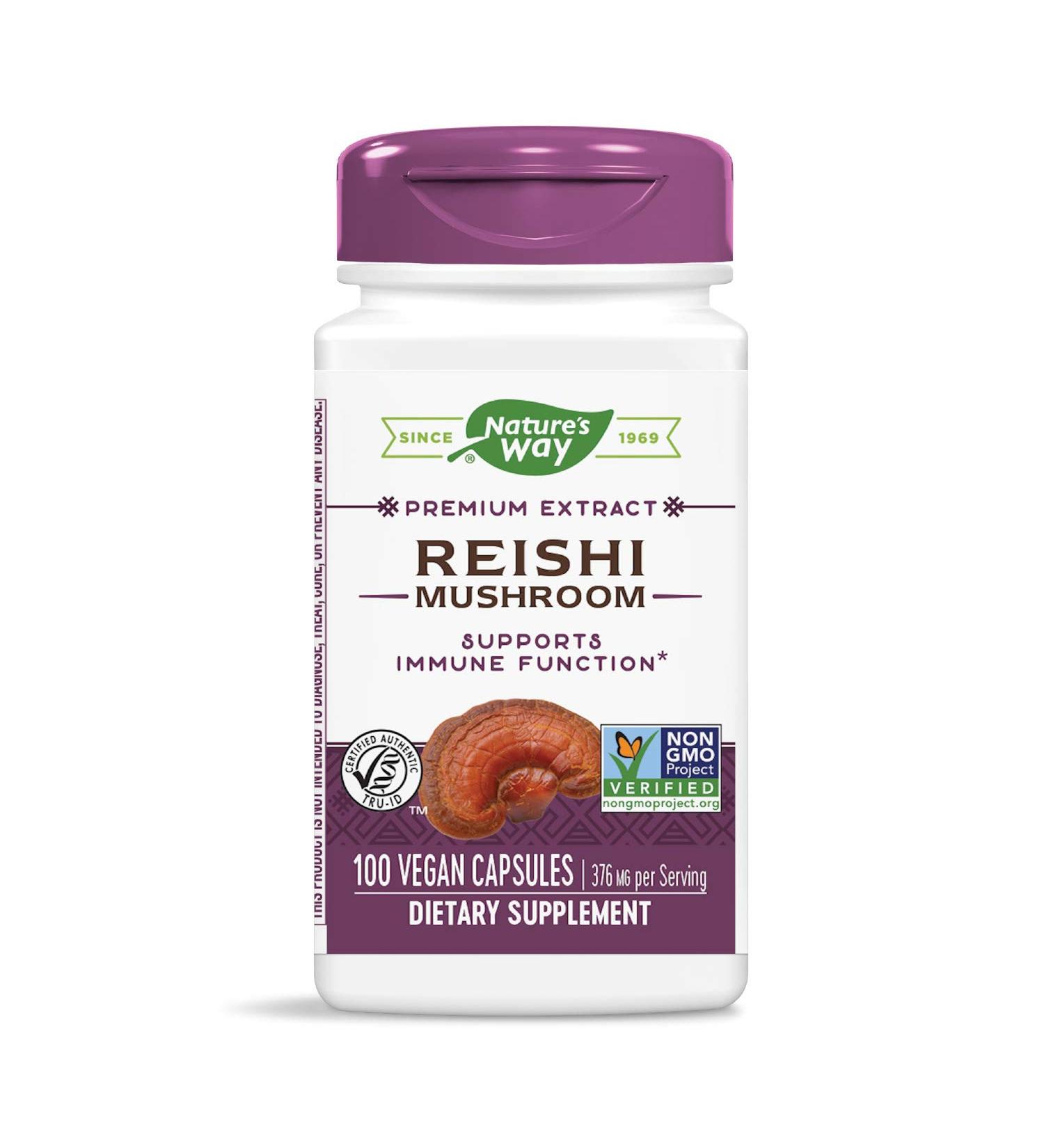 Nature's Way Reishi Mushroom Capsules - Immune Support & Adaptogenic Formula | Non-GMO Project Verified - 100 Count - Buy Online on GoSupps.com