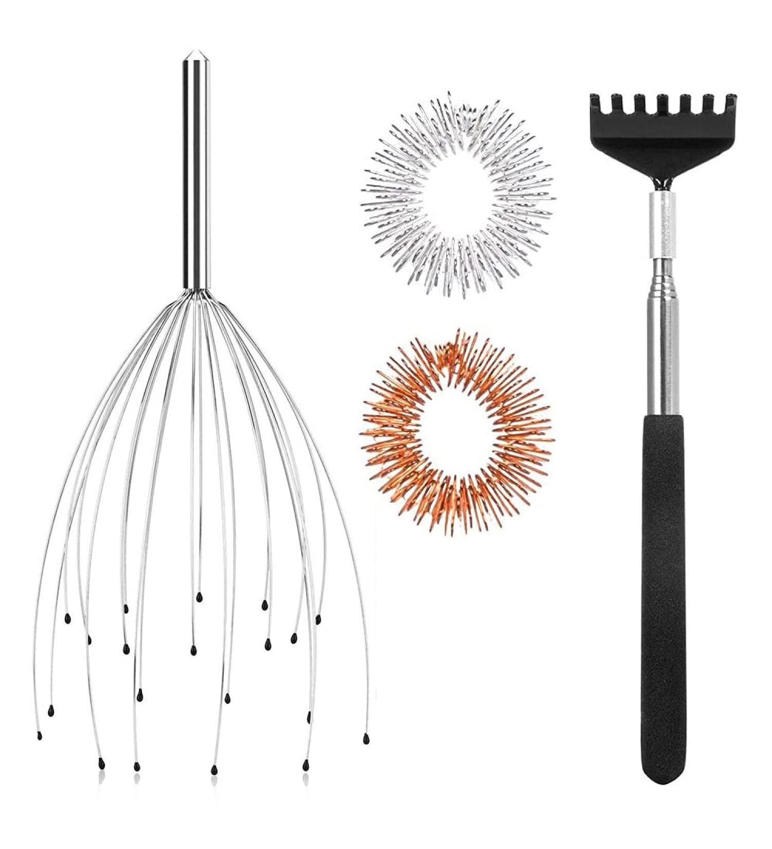 Head Massage Spider - 20 Finger Head Massager & Pull-Out Back Scratch Device | Ultimate Relaxation & Massage Therapy - Buy Online on GoSupps.com