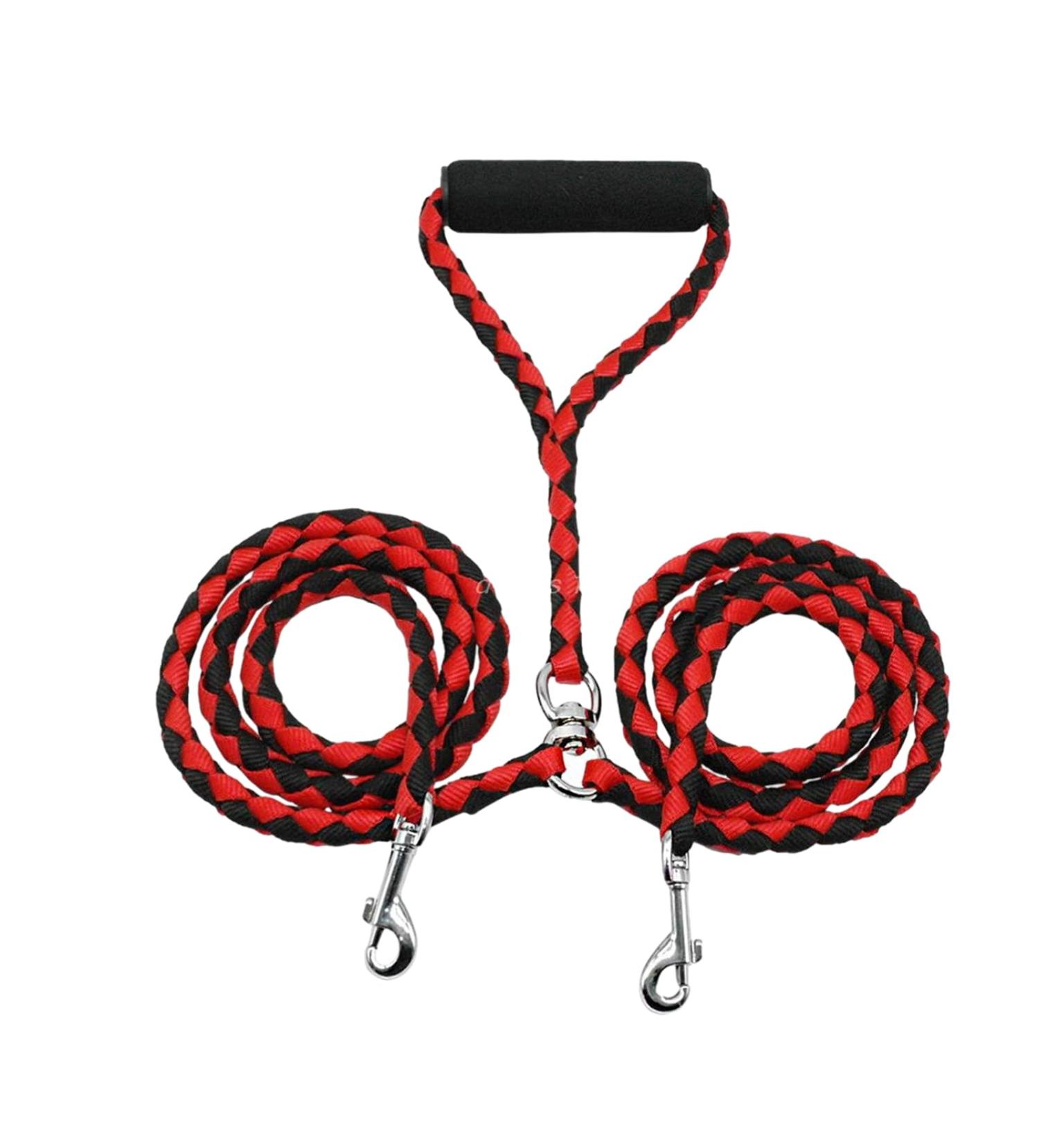 Tibapla Double Dog Leash - Reinforced Padded Handles for Small to Large Dogs - Healing & Training - 10mm x 140cm (Red) - International Shipping - Buy Online on GoSupps.com