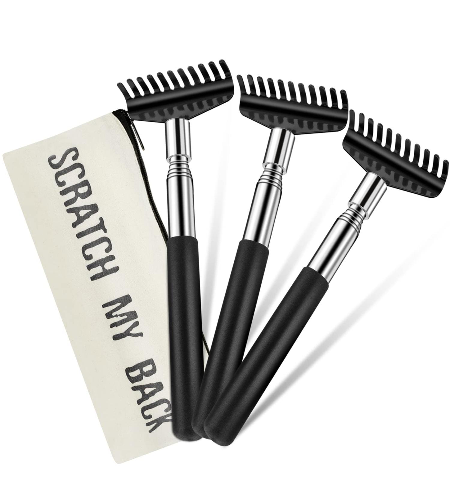 3PC-Pack Stainless Steel Telescoping Back Scratchers with Canvas Zipper Bag - Buy Online on GoSupps.com
