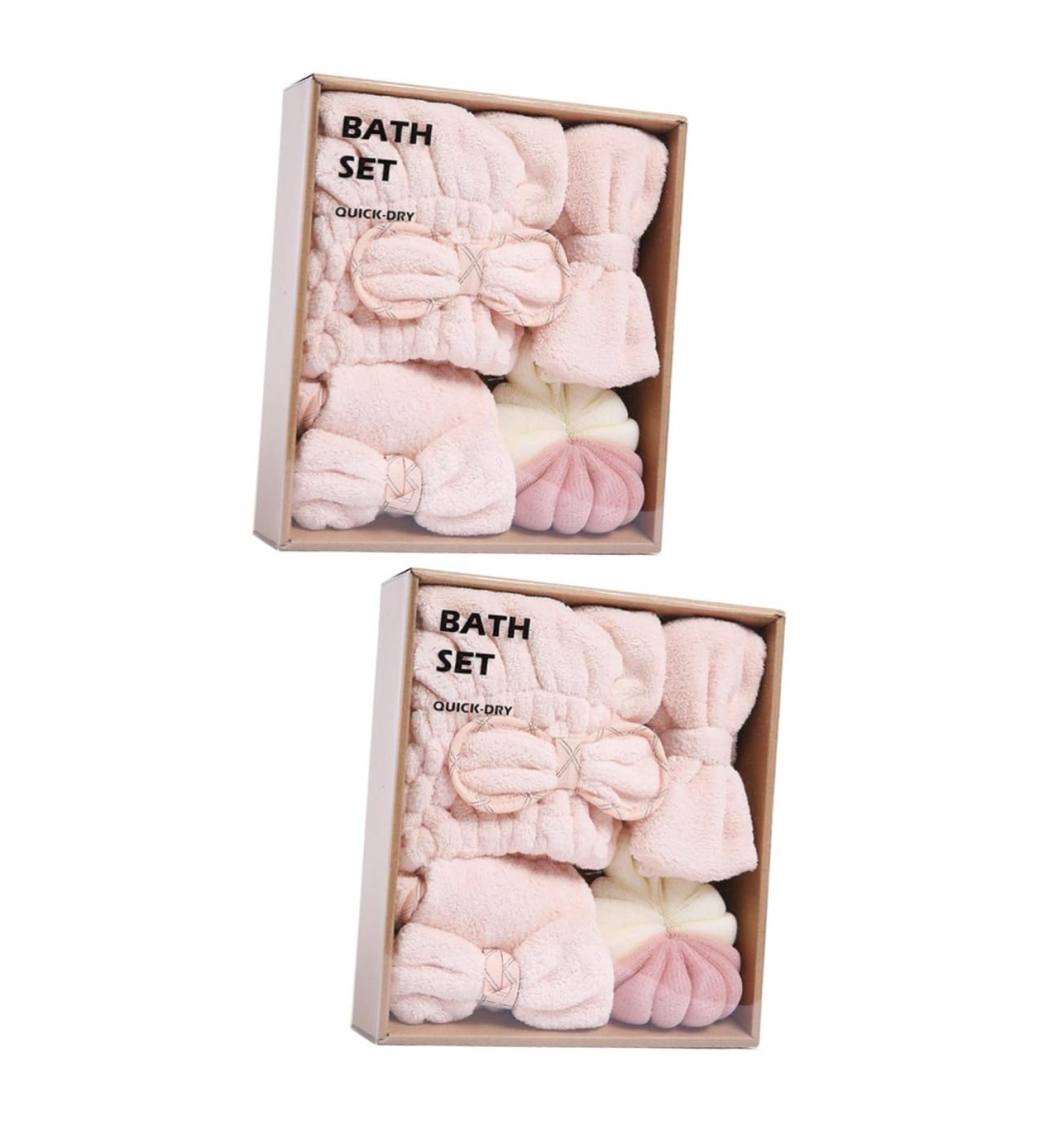 Baluue 2 Sets Dry Hair Towel Set Esponjas Para El Cuerpo Bathroom Supplies Bath Sponge Pink Twisted Yarn - Buy Online on GoSupps.com