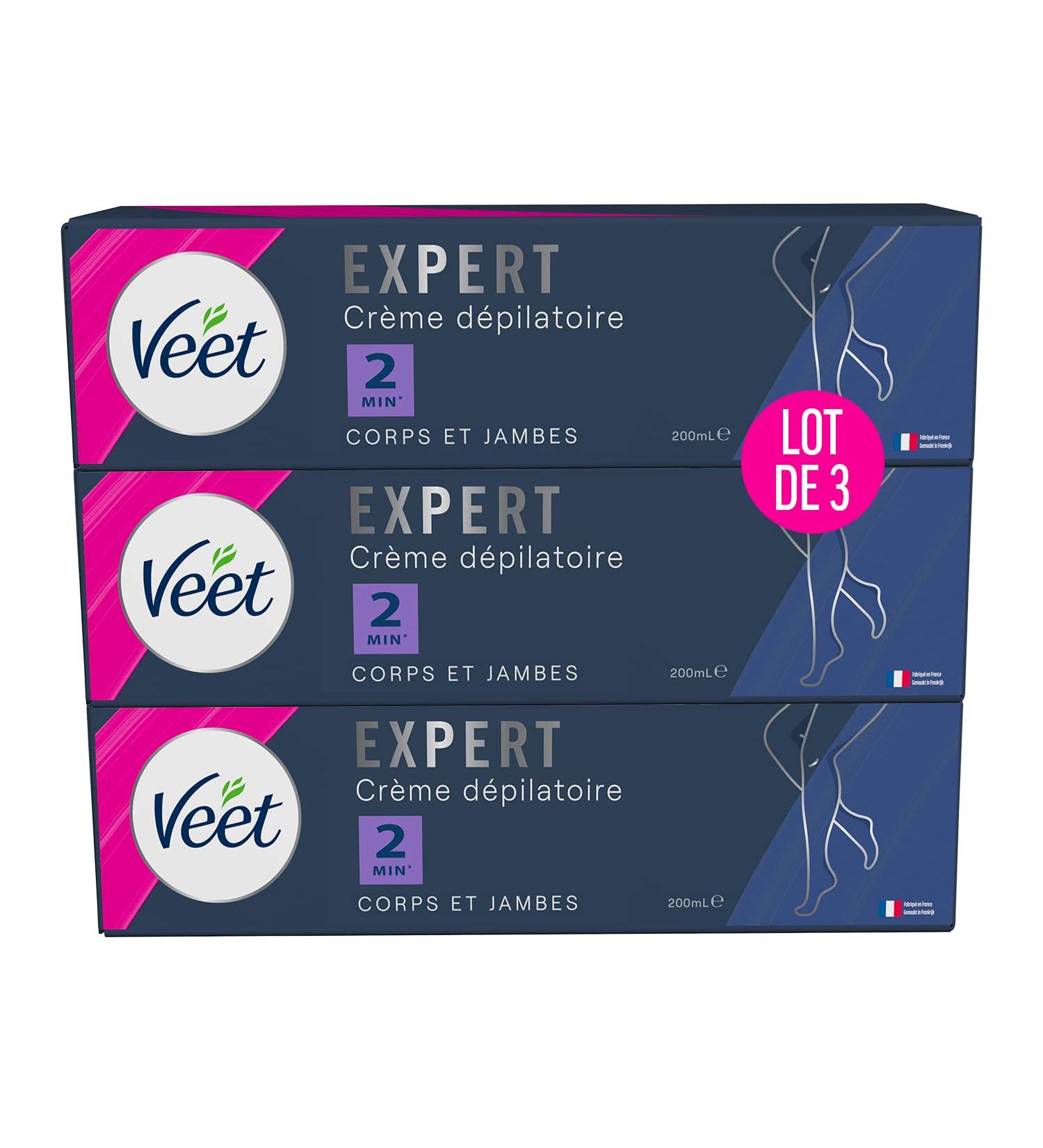VEET Expert - Set of 3 Depilatory Creams for Tenacious Hair - Body & Legs - Works in 2 minutes - 3 x 200 ml - Buy Online on GoSupps.com