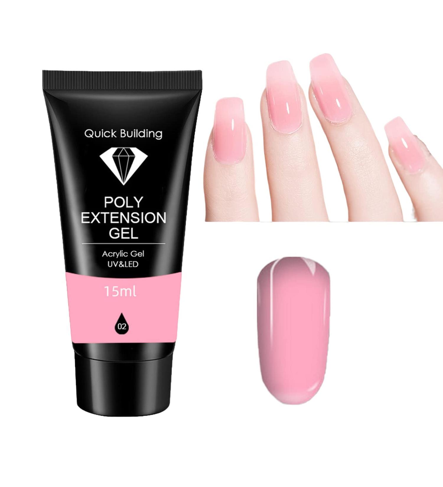 Nail Extension Strengthening Gel 15ml Poly Builder Nail Extension Gel UV/LED Nail Polish Gel for Nail Strengthener & Nail Hardener Hard Gel For Nails for Nail Salons & Nail Starter (Nude Pink) - Buy Online on GoSupps.com