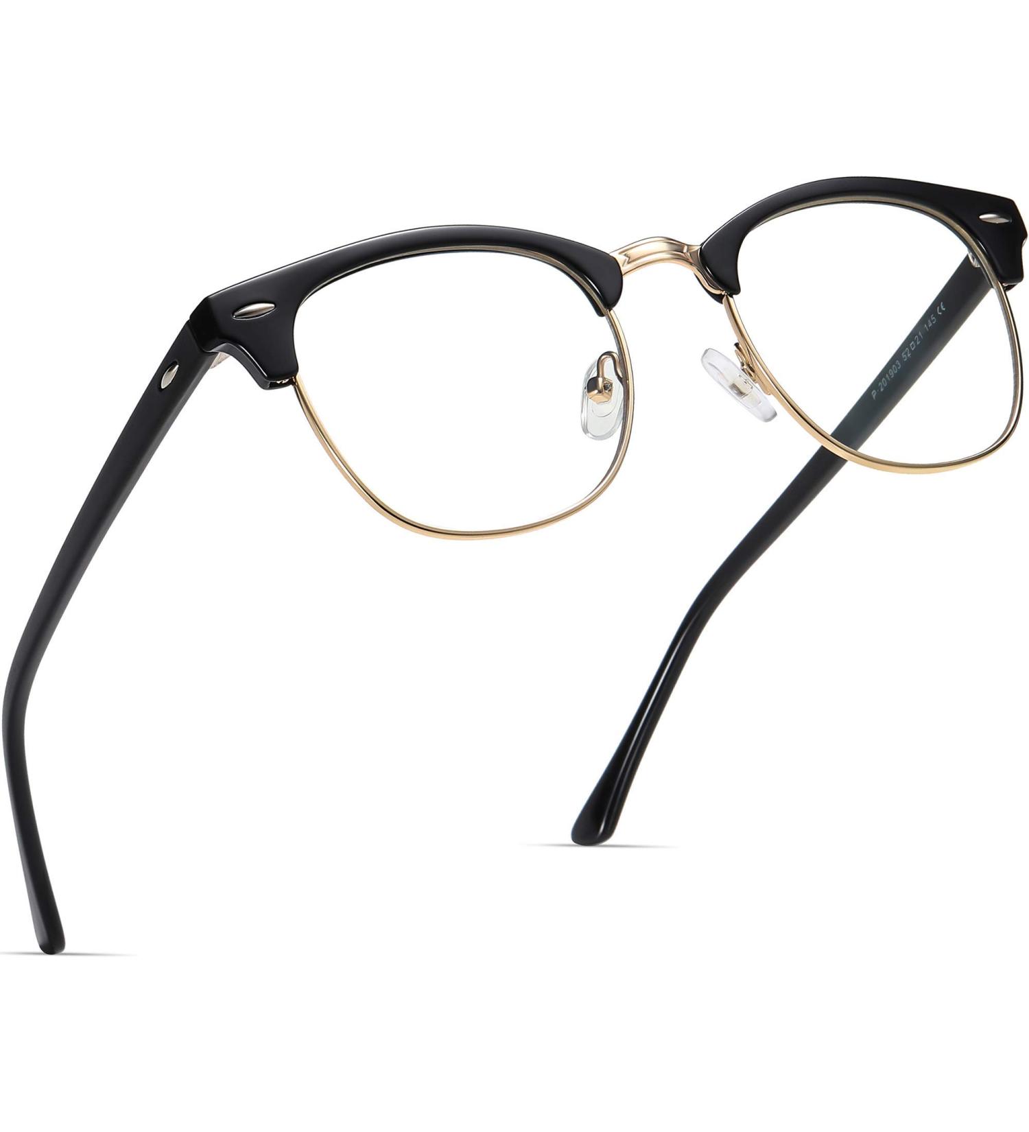 NSSIW Blue Light Glasses | Advanced Computer & Gaming Eyewear - Semi Rimless 01 Glossy Black/Golden Rim - Unisex - Buy Online on GoSupps.com