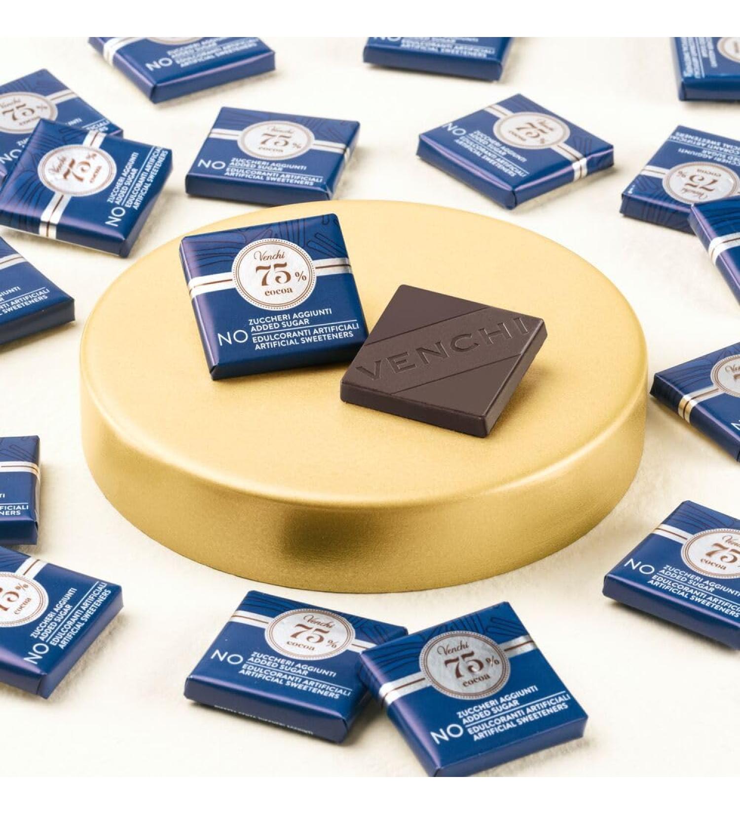 Venchi - Napolitain Chocolat Extra Noir 75% NO Sucres Ajout s 1 kg - NO Edulcorants Artificiels - Sans Gluten - V gan