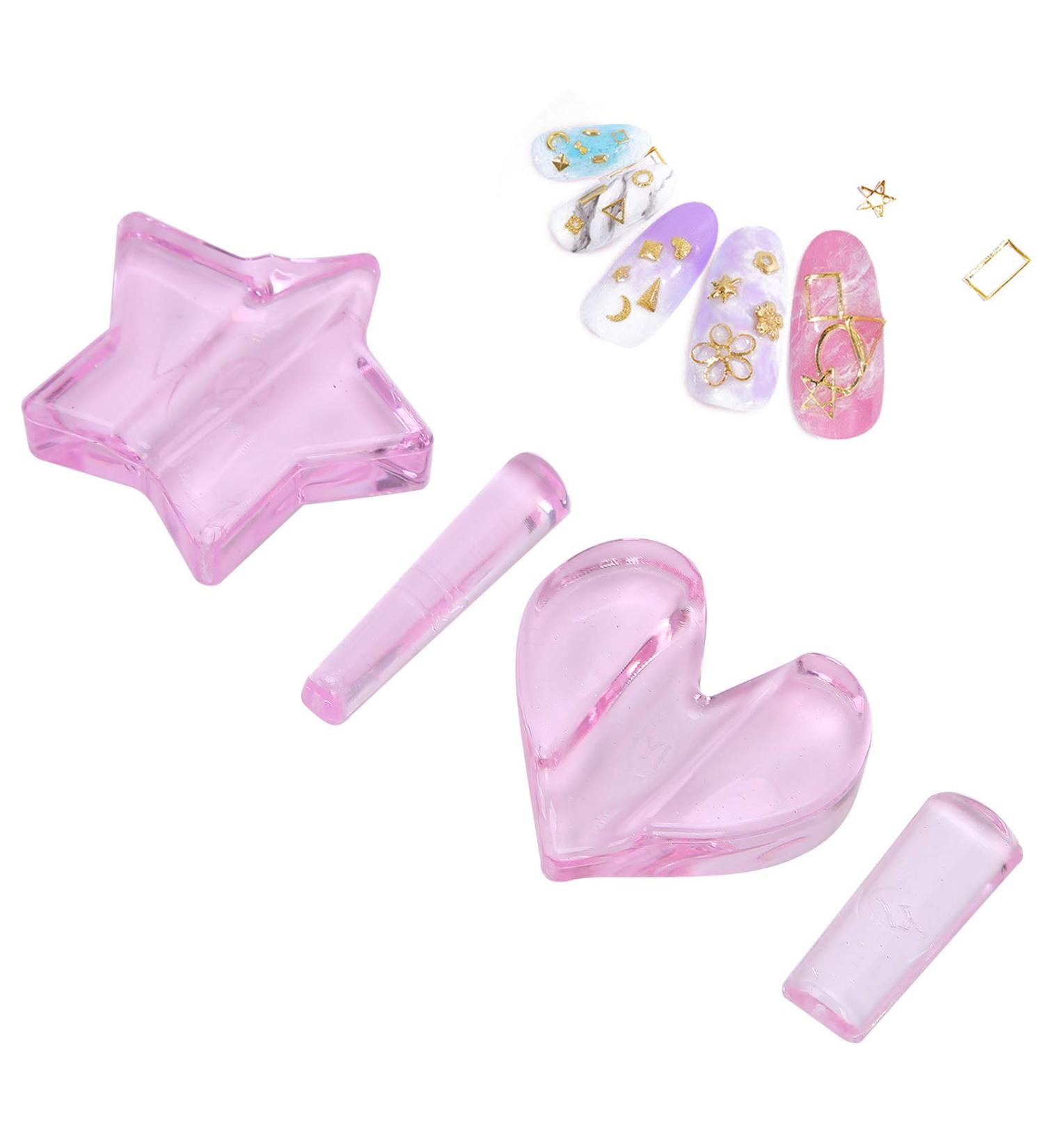 2pcs Embossed Nail Art Molds - Star & Heart Shape Metal Frame Tools for Professional Manicure - Buy Online on GoSupps.com