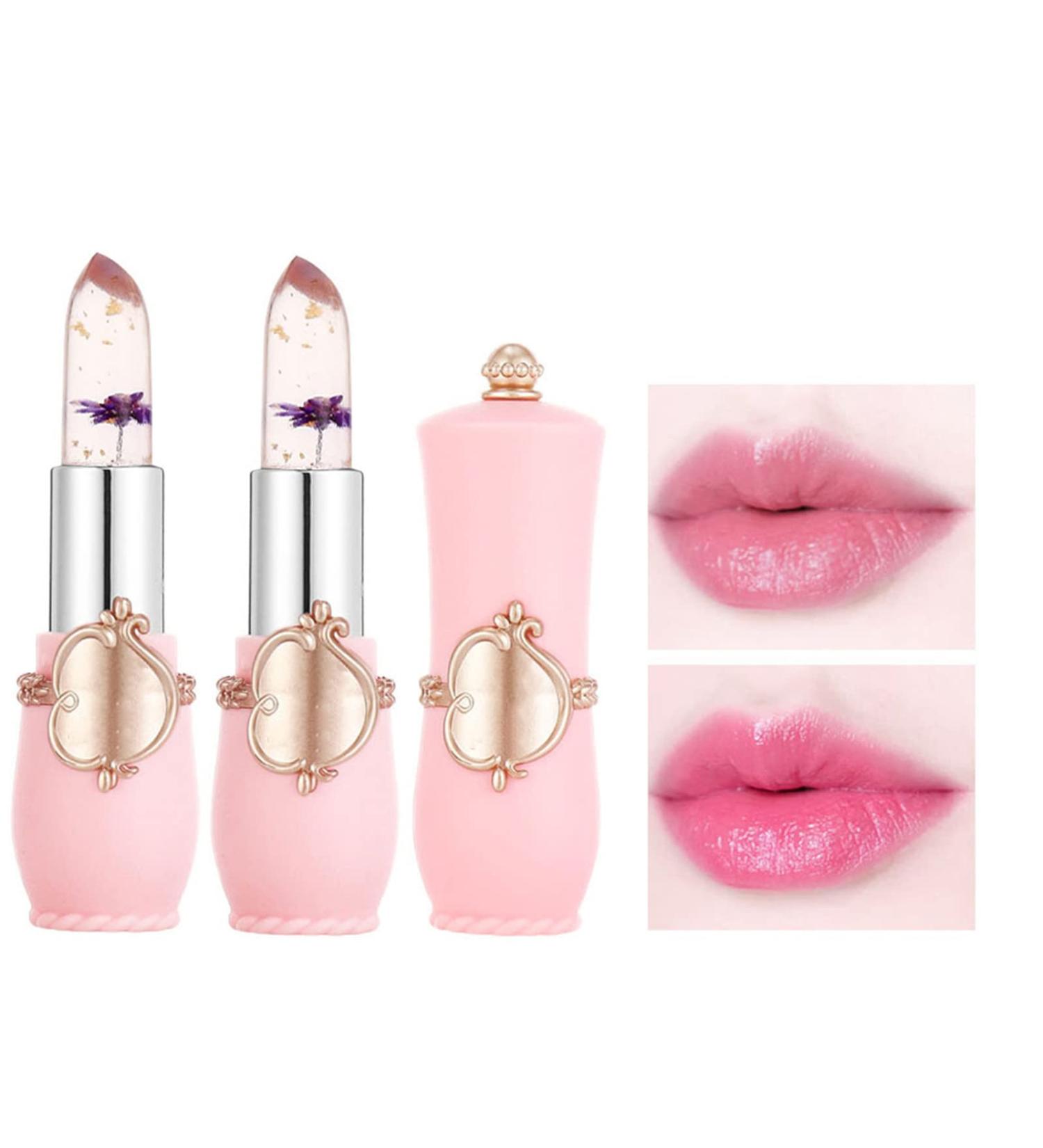 Crystal Jelly Flower Color Changing Lipstick Set - 2/6PCS | PH Lipstick Gloss | Temperature Sensitive | Purple Shade - Buy Online on GoSupps.com