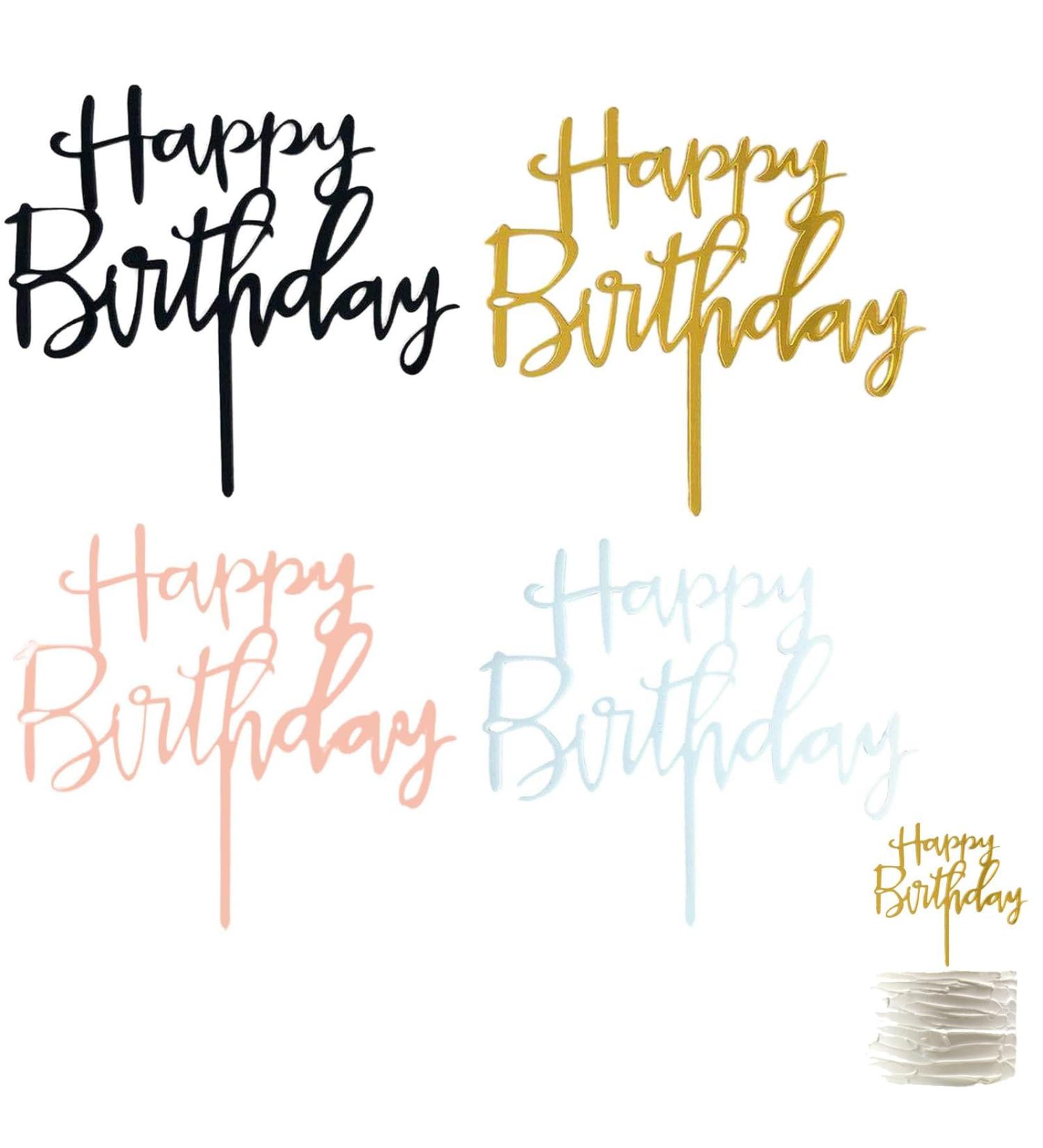 4 Pieces Happy Birthday Cake Topper Cake Decoration Supplies Cake Topper Cake Toppers Birthday Personalised for Birthday Cake Decorations Supplies (Multicolor) - Buy Online on GoSupps.com