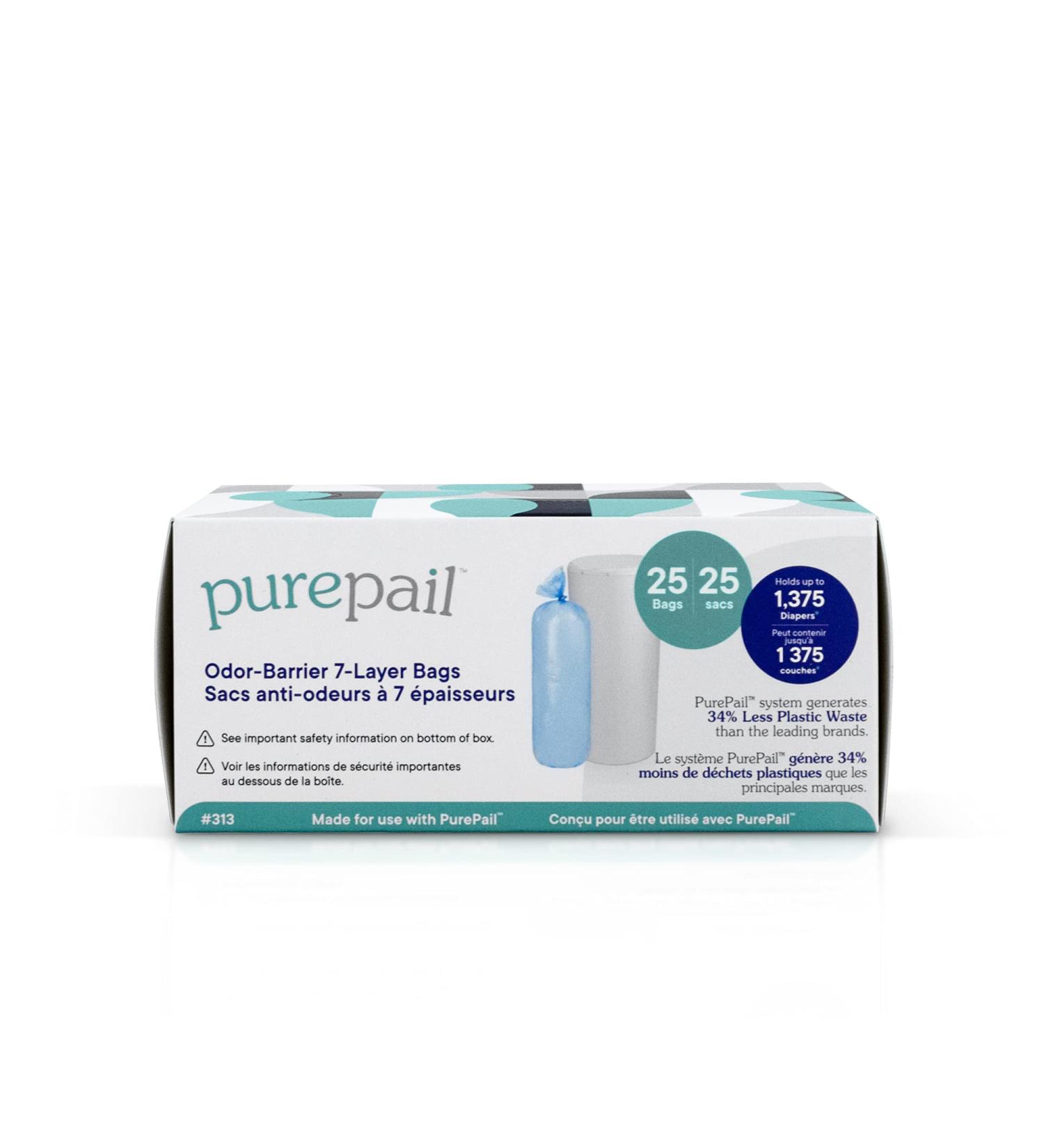 PurePail Classic Odor-Barrier 7-Layer Refill Bags 25 Count Holds up to 1 375 Newborn Diapers Blocks Odors with No Added Fragrance Less Waste No Cutting & No Canisters Fits PurePail Classic - Buy Online on GoSupps.com