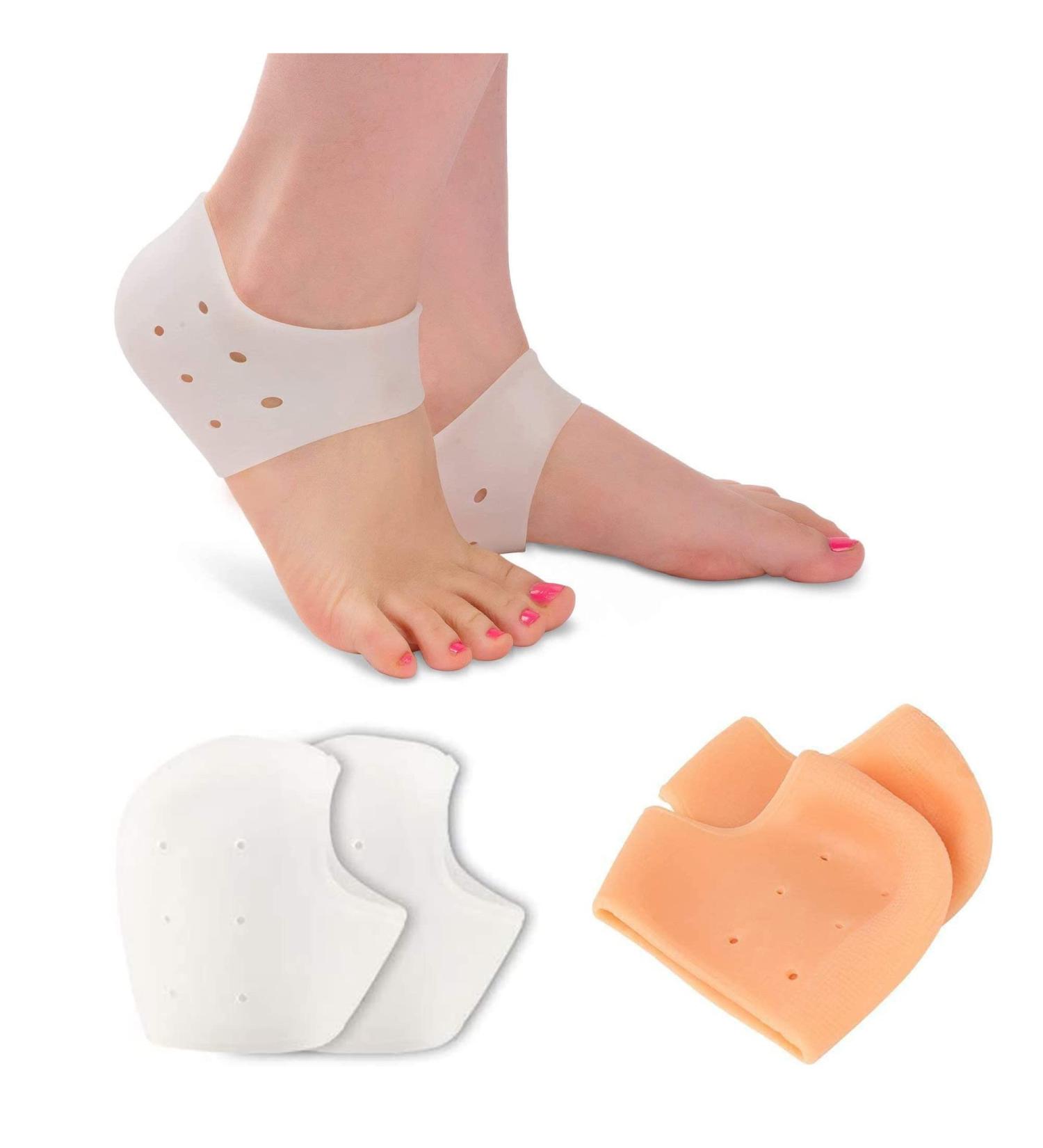 4-Piece Silicone Heel Protection Pads for Pain Relief | Gel Heel Socks for Men & Women - Cracked Heel Solution - Buy Online on GoSupps.com