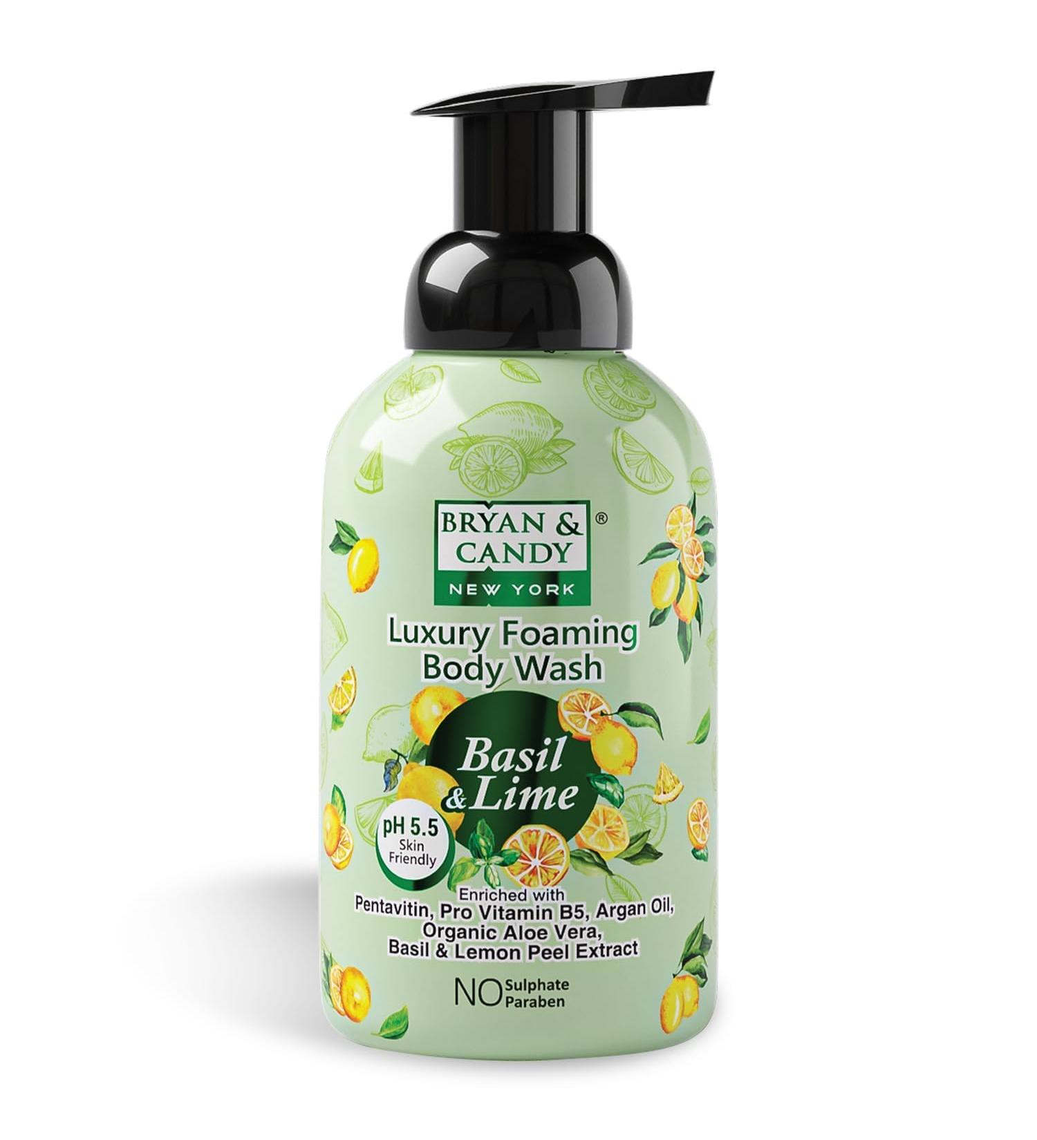 Bryan & Candy Luxury Foaming Body Wash - Pentavitin Pro Vit B5 Argan Oil Aloe Vera pH 5.5 - All Skin Types - 400ml Basil & Lime - Buy Online on GoSupps.com