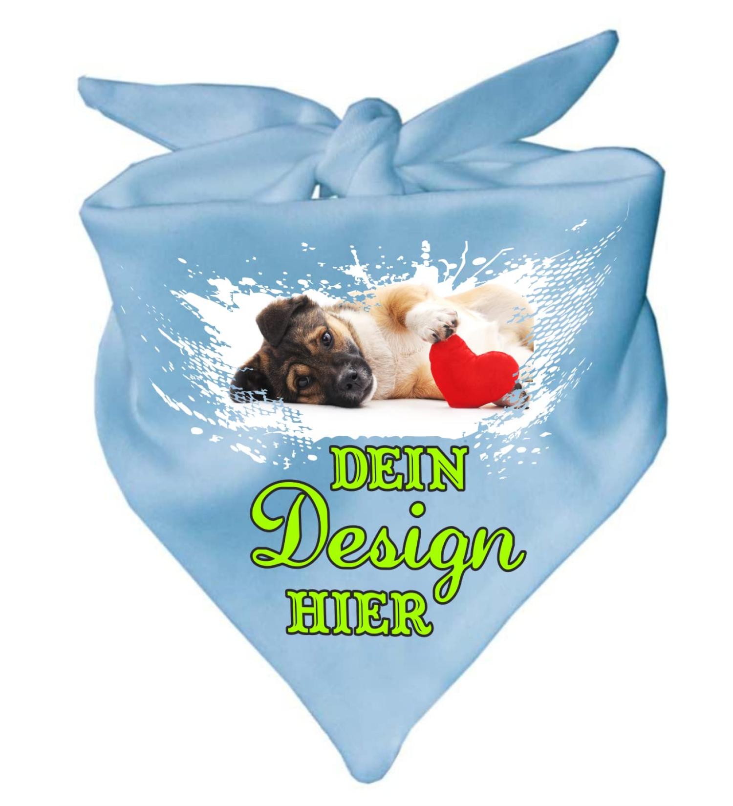 Personalized Little Fratz Dog Triangular Scarf - Light Blue (55 cm) - Custom Motif Available - Buy Online on GoSupps.com