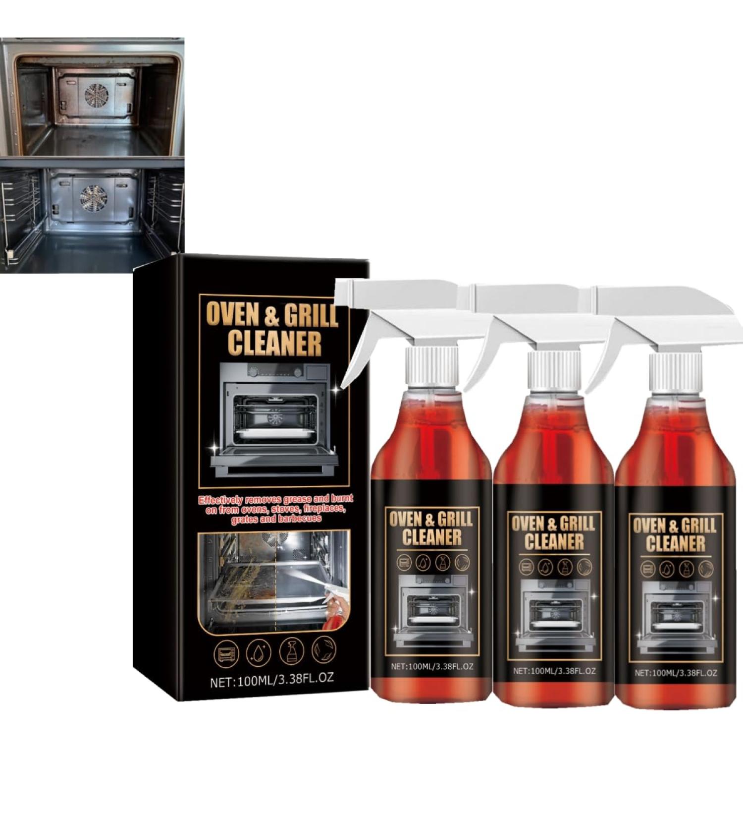 Oven Cleaner Heavy Duty Spray Grease Away Cleaner Simple & Strong Kitchen Degreaser for Barbecue & Griddle Tough Baked On Foods & Grime Oven Cleaning Kitchen Range Cooker Cleaner 100ML (3PCS) - Buy Online on GoSupps.com